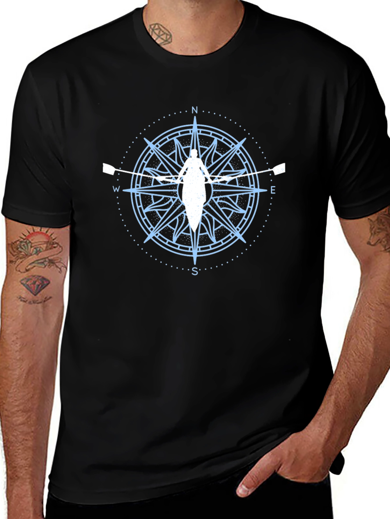 Rowing Compass Rose Graphic T-Shirt