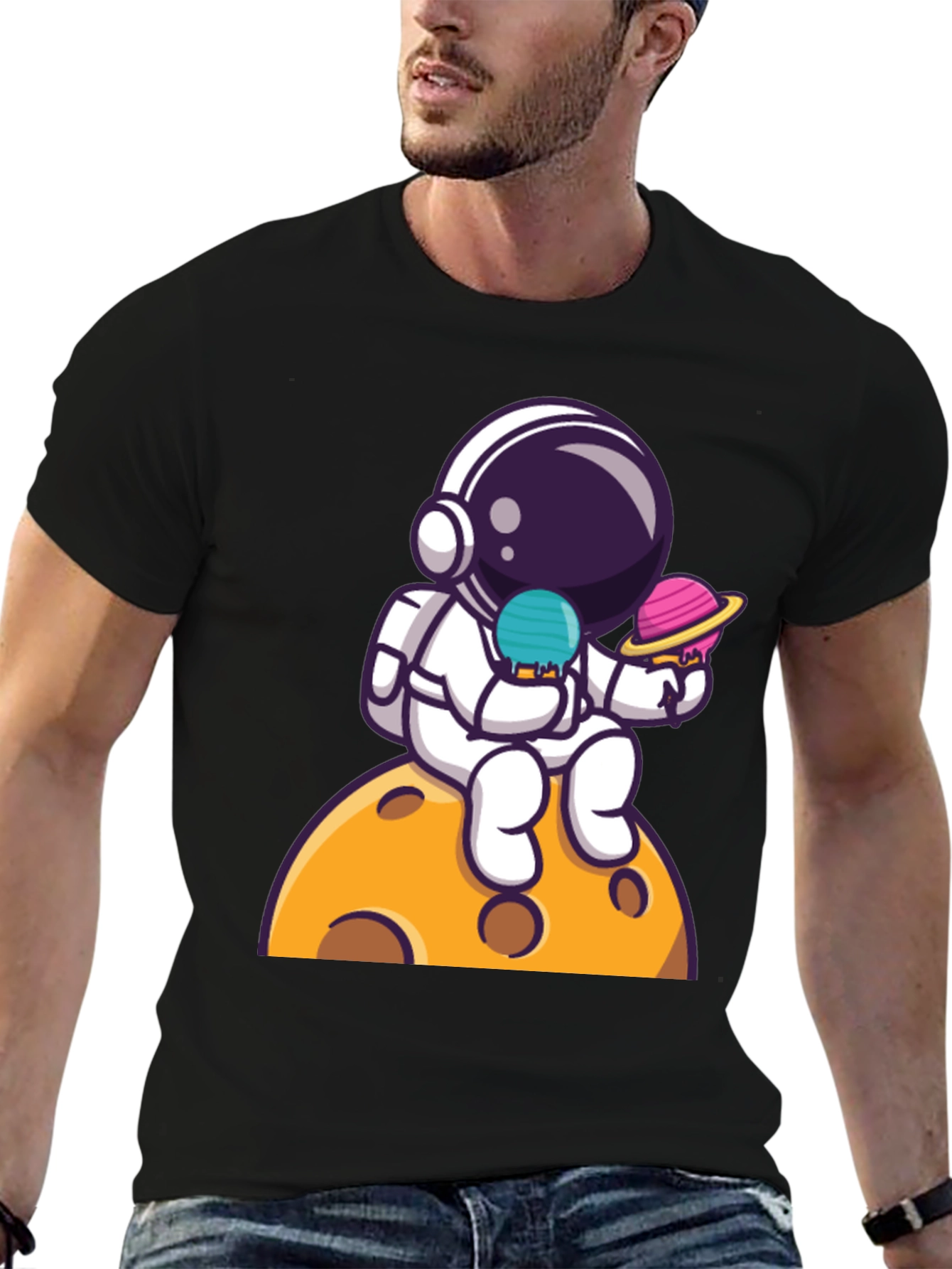 Astronaut Ice Cream Planet Graphic Tee