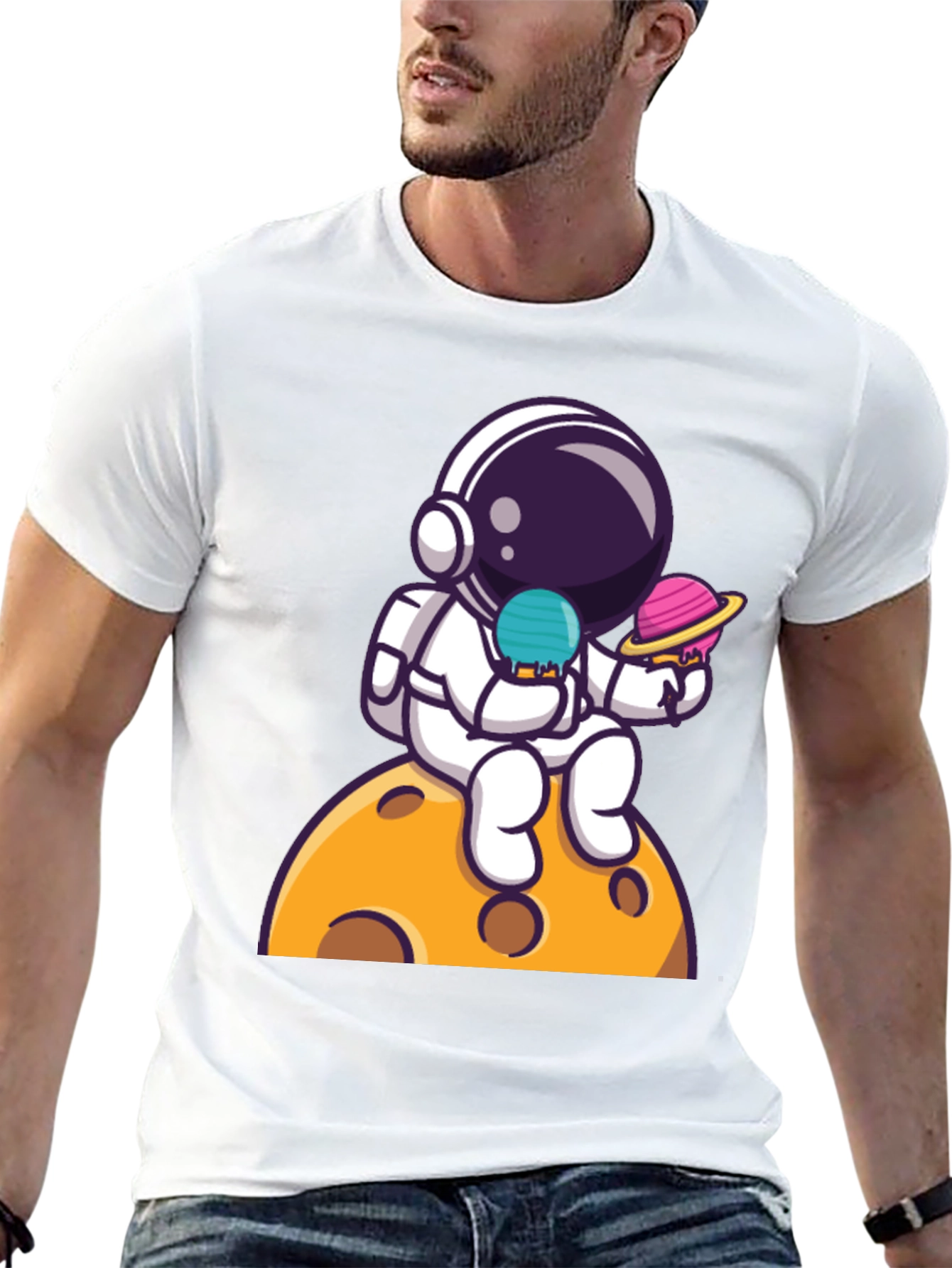 Astronaut Ice Cream Planet Graphic Tee