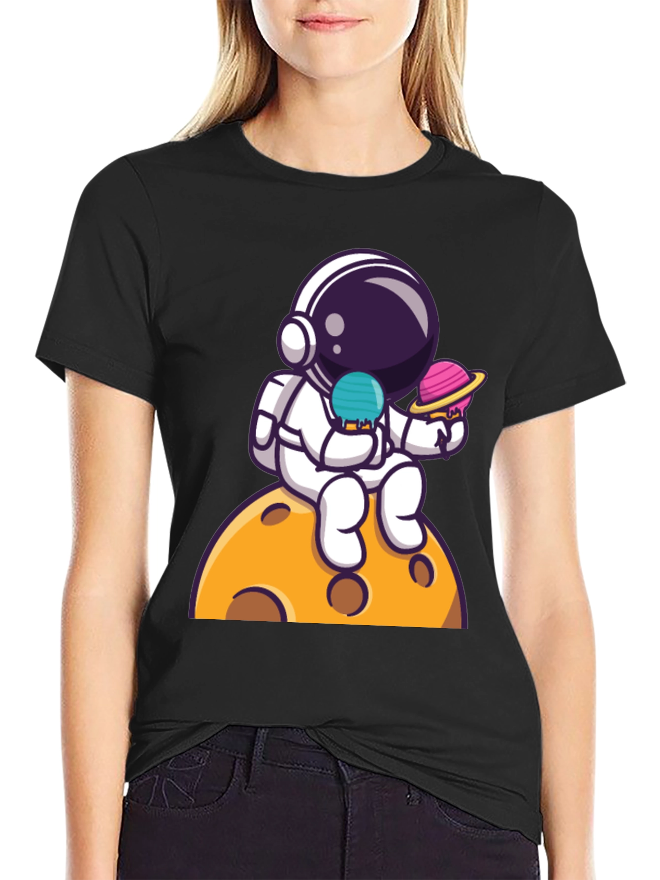 Astronaut Ice Cream Planet Graphic Tee