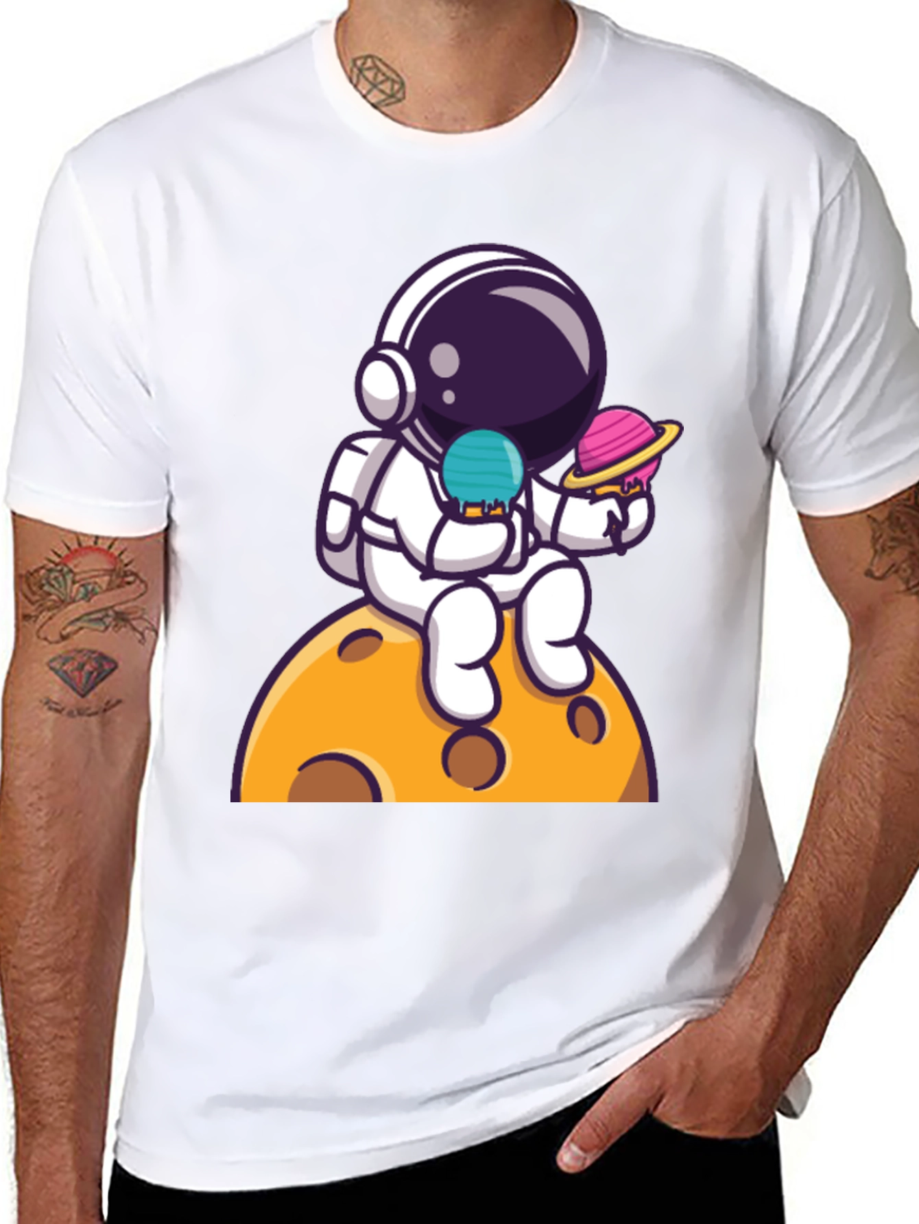 Astronaut Ice Cream Planet Graphic Tee