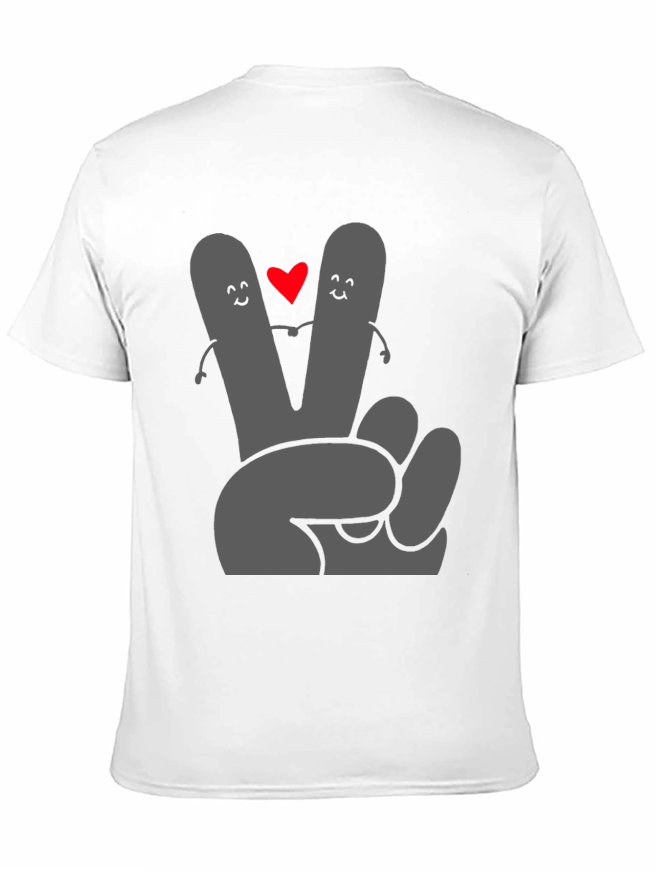 Peace Love Tee: Grey Heart Hand Graphic Black T-Shirt