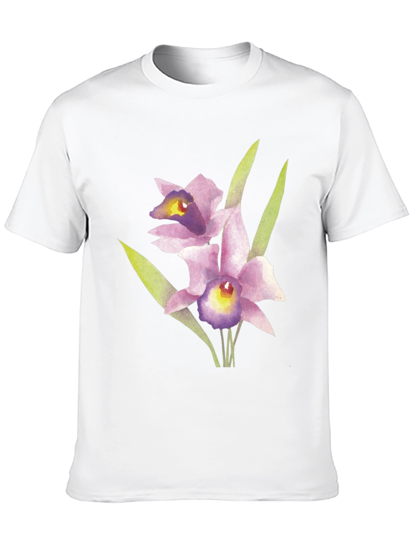 Floral Orchid Graphic Print Black T-Shirt