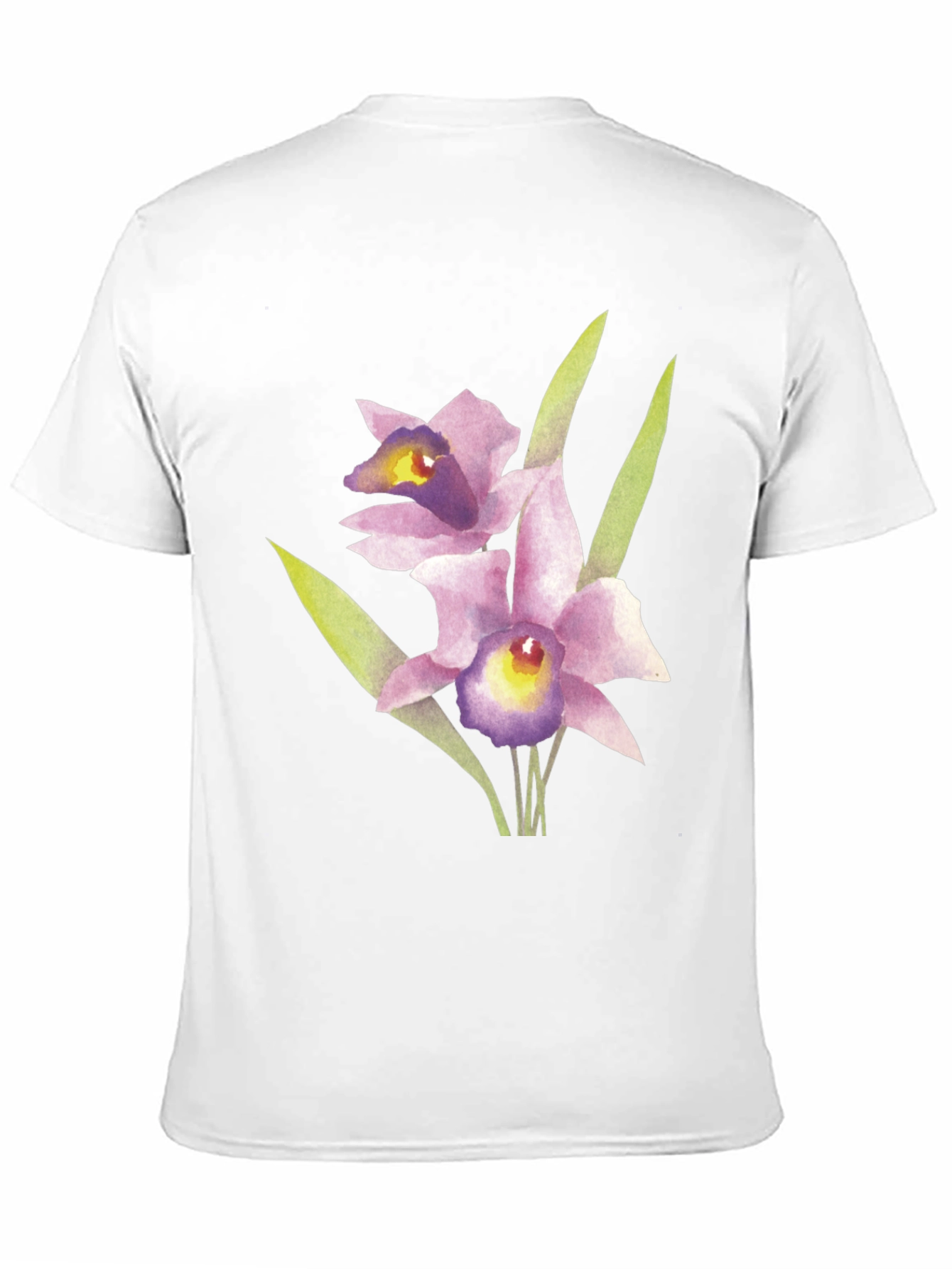 Floral Orchid Graphic Print Black T-Shirt