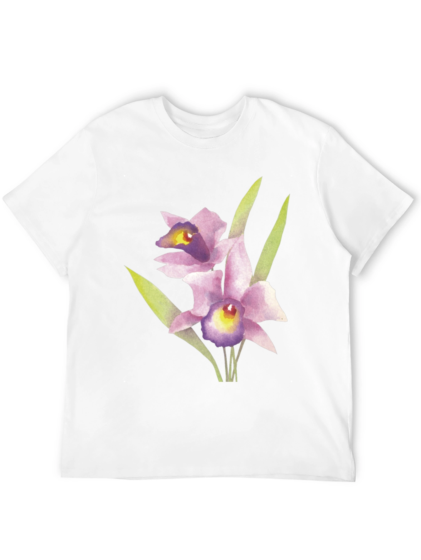 Floral Orchid Graphic Print Black T-Shirt