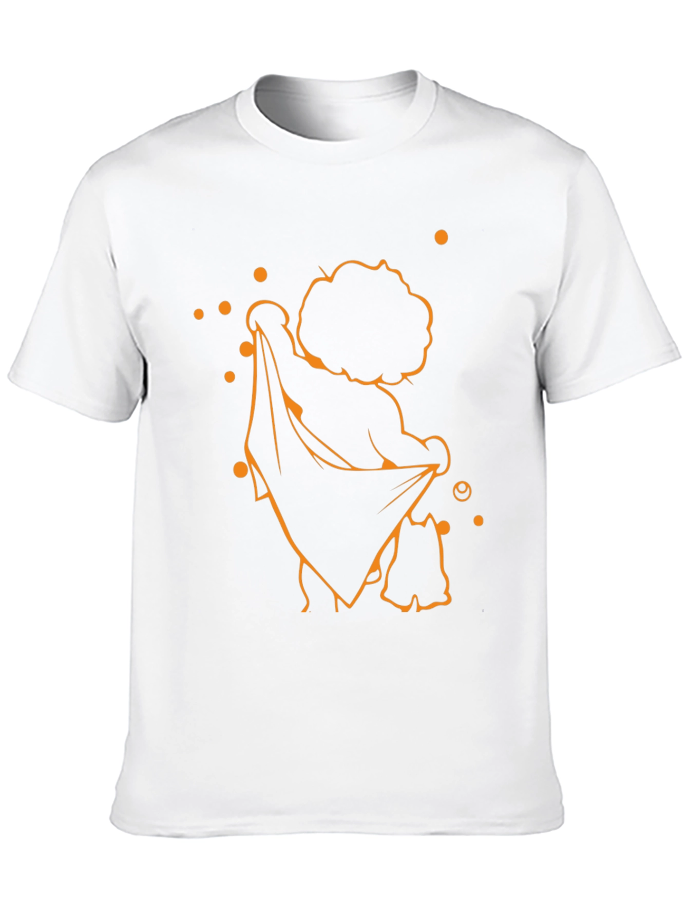 Funky Black T-Shirt with Orange Cartoon Print