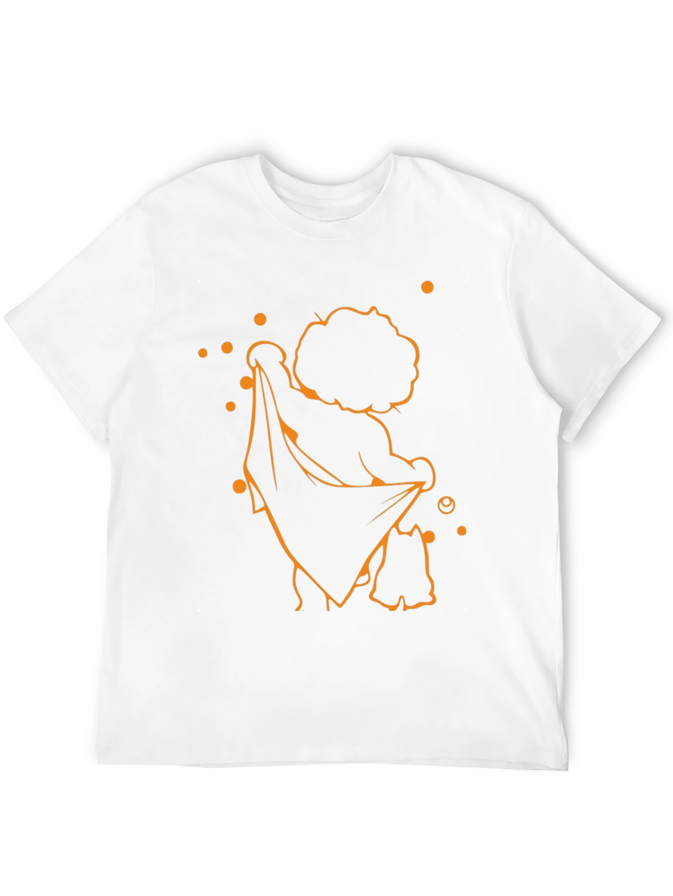 Funky Black T-Shirt with Orange Cartoon Print