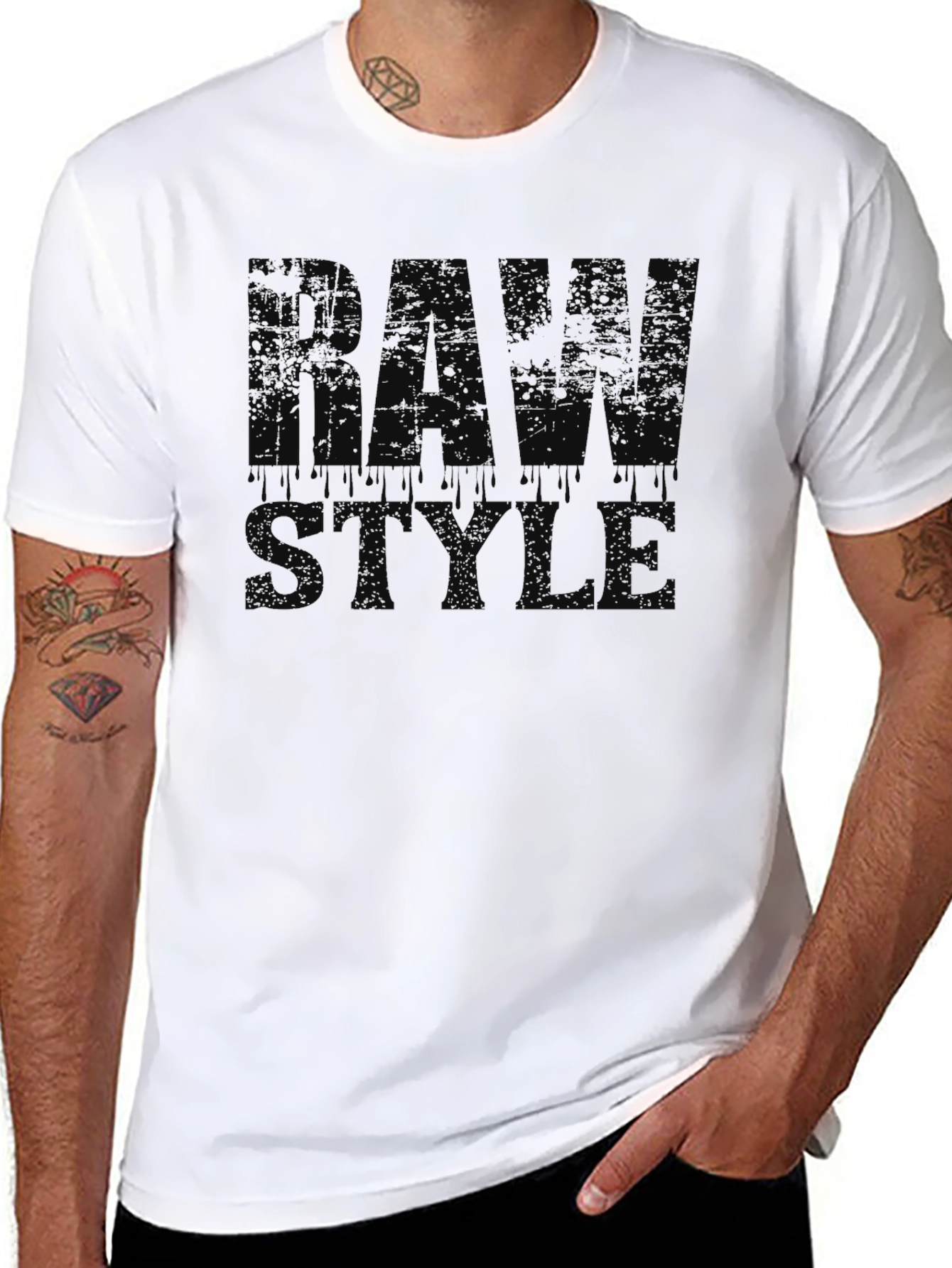 Raw Style Graphic Print Black T-Shirt