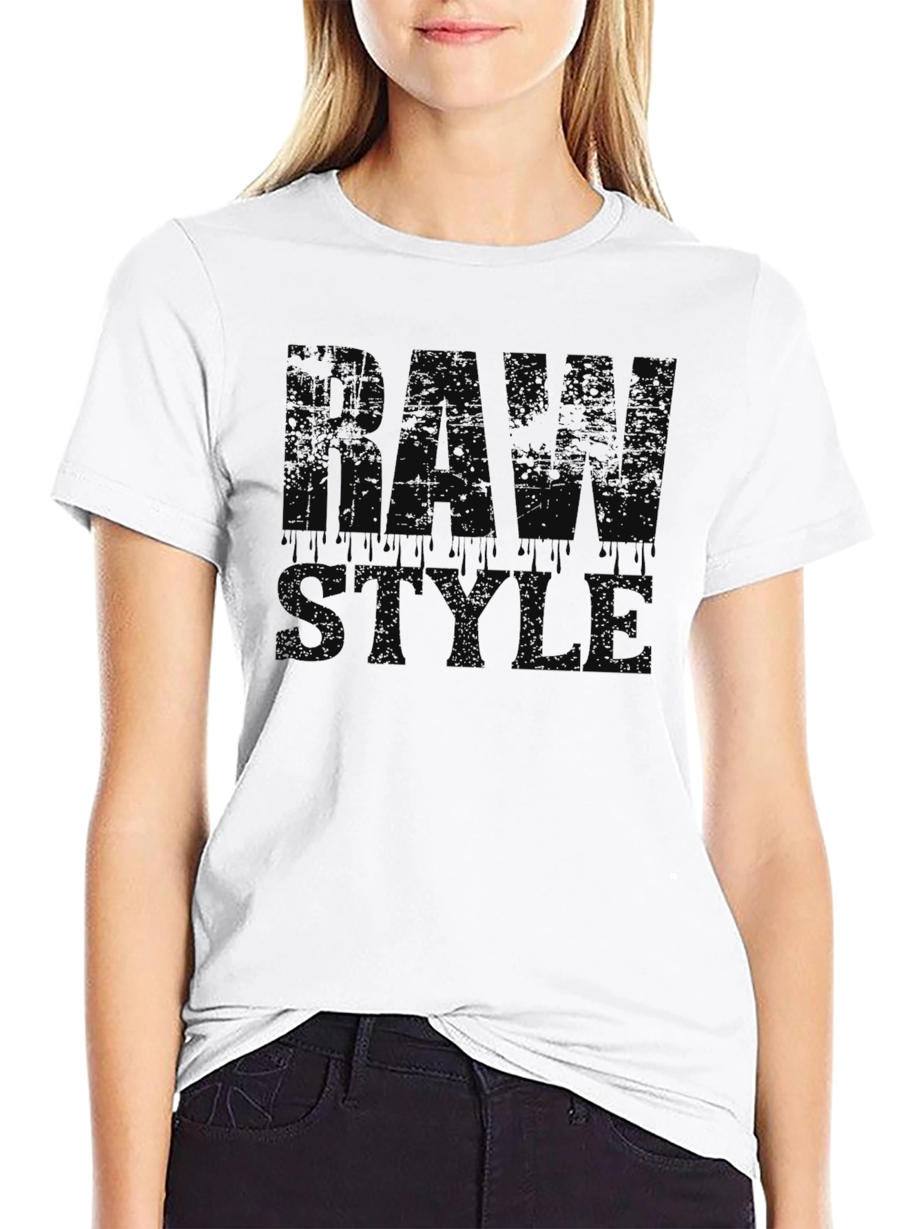 Raw Style Graphic Print Black T-Shirt