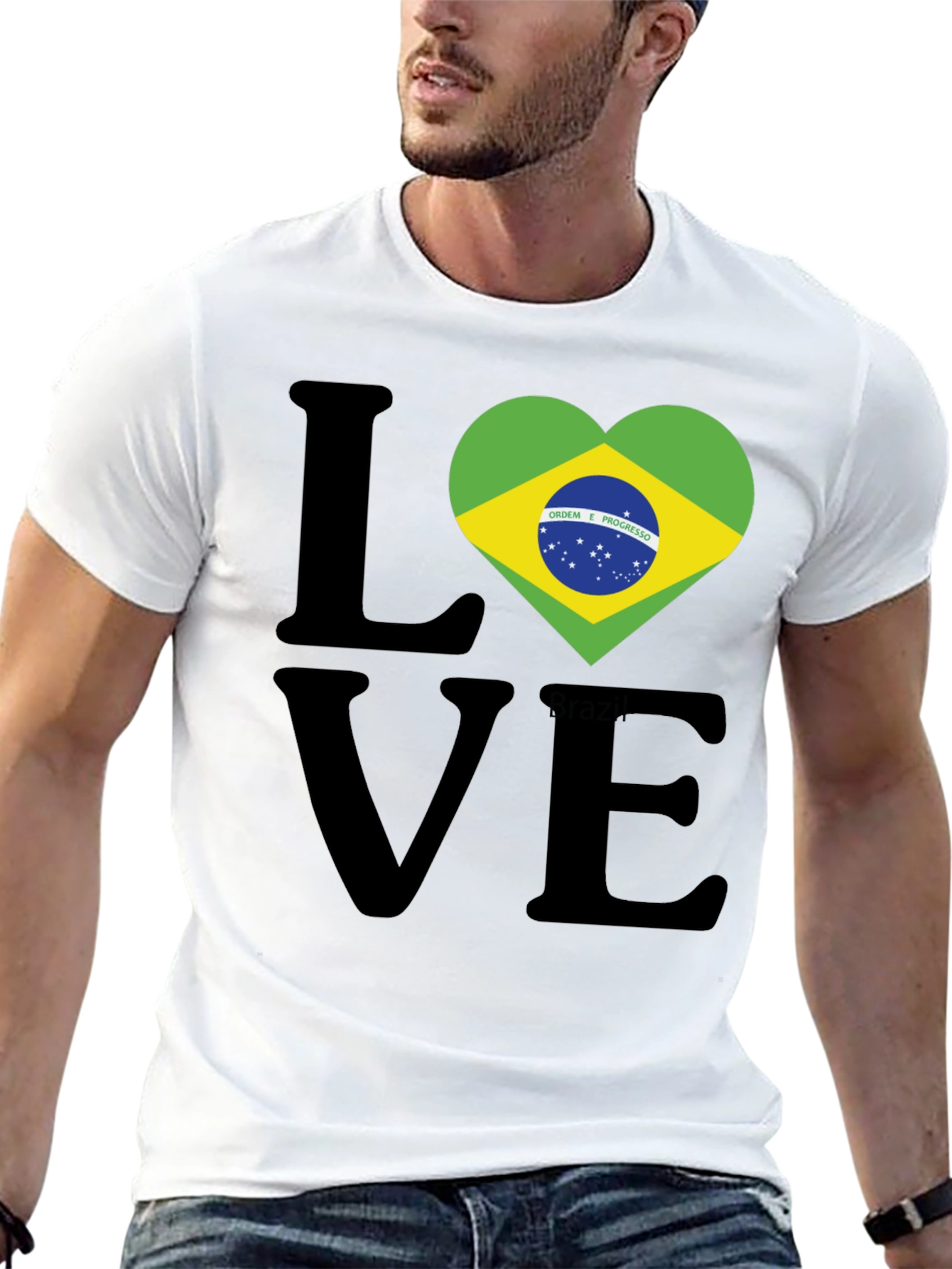 Brazil Flag Heart Love Graphic T-Shirt