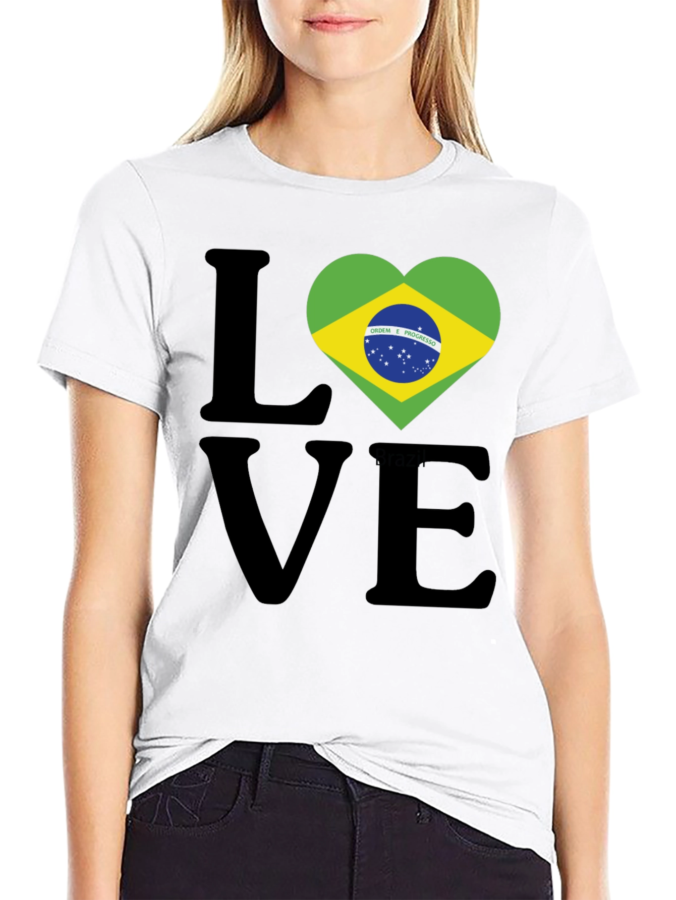 Brazil Flag Heart Love Graphic T-Shirt