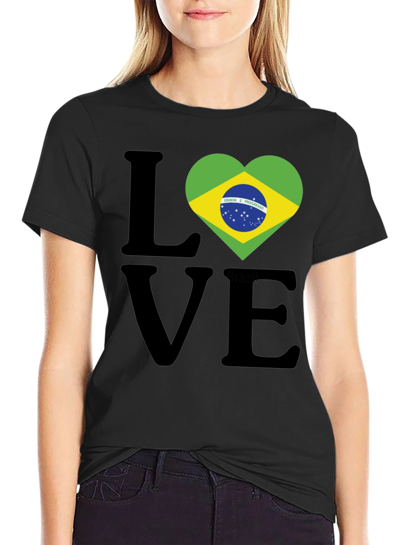 Brazil Flag Heart Love Graphic T-Shirt