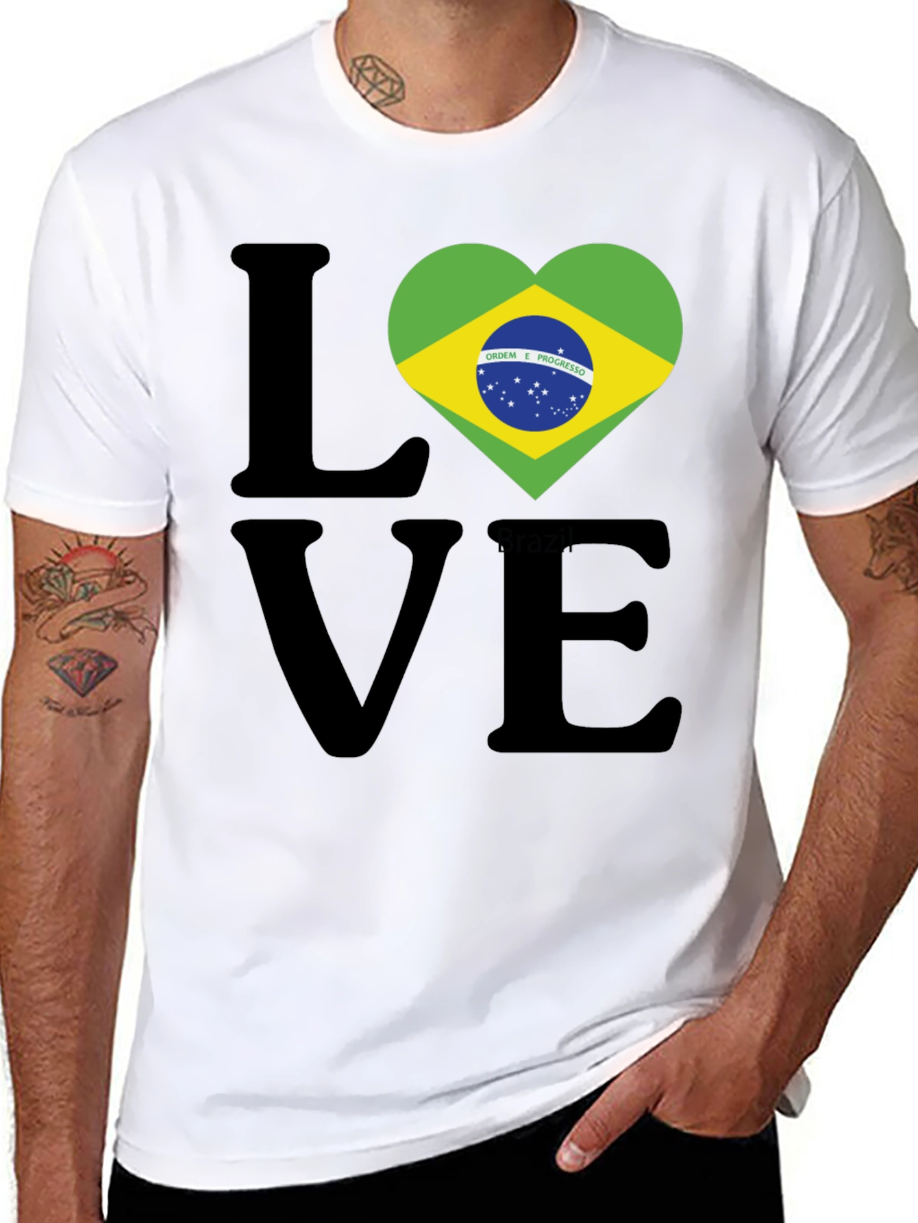 Brazil Flag Heart Love Graphic T-Shirt