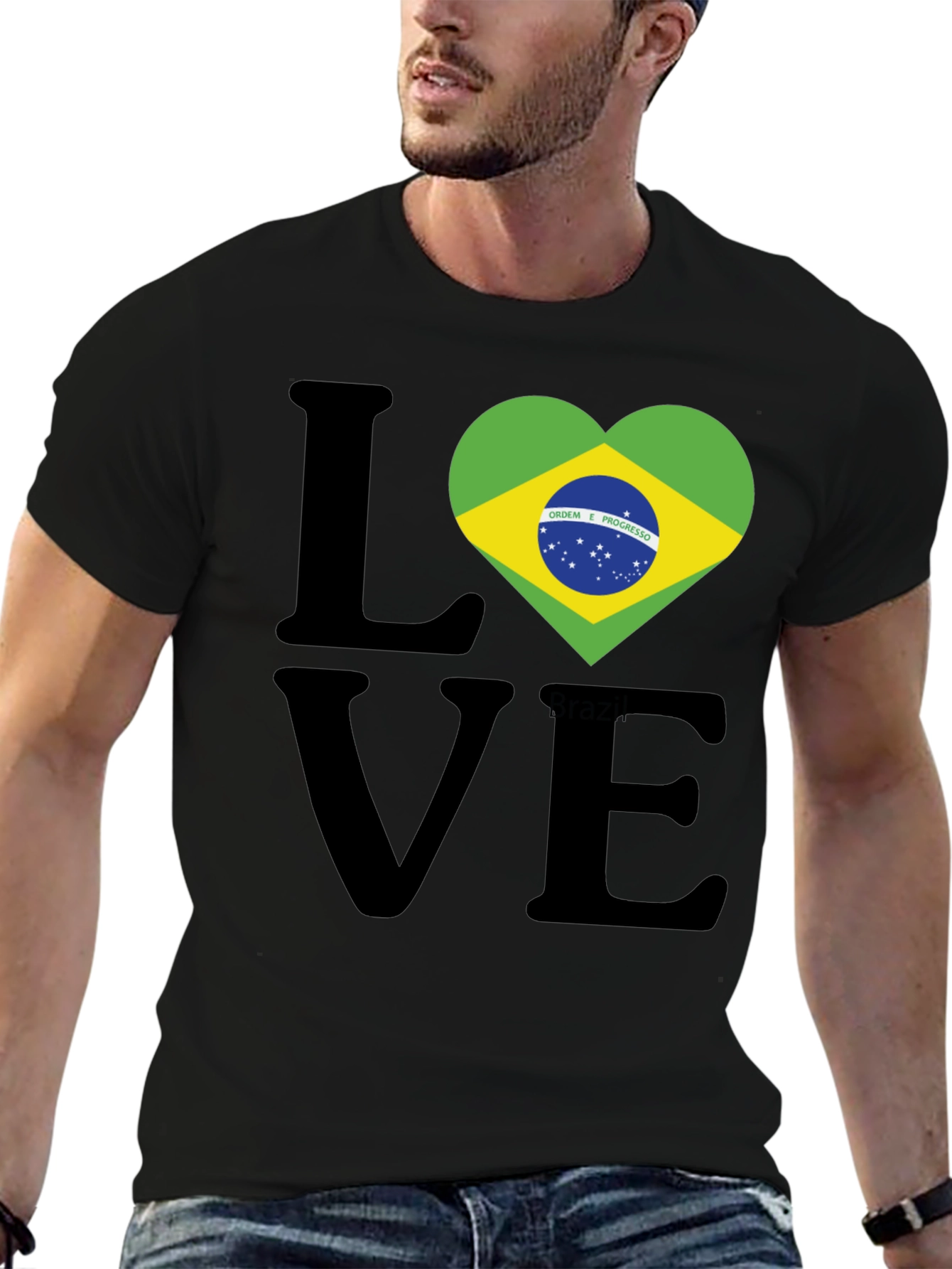 Brazil Flag Heart Love Graphic T-Shirt