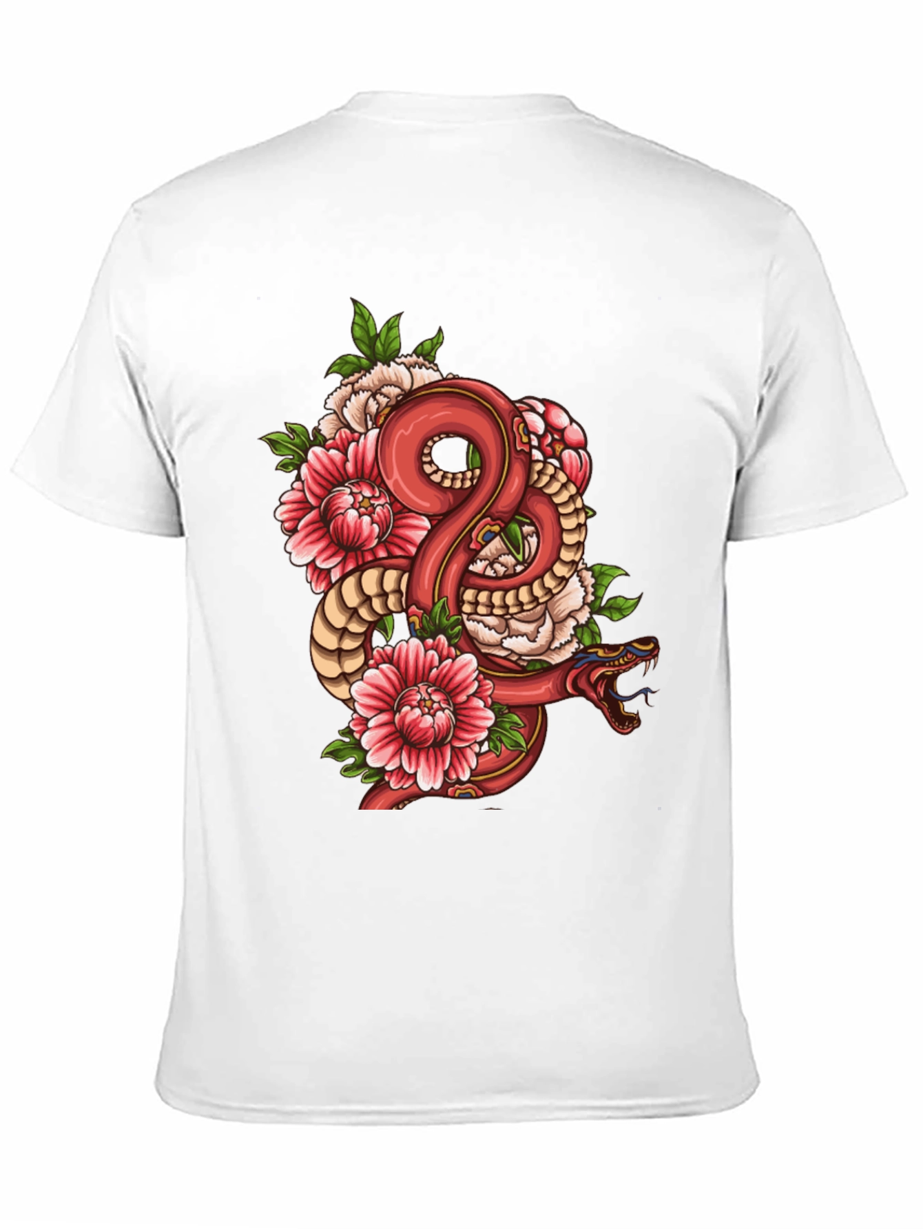 Snake & Floral Graphic Black T-Shirt