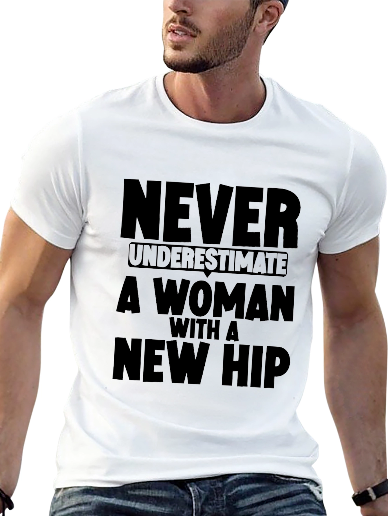 Never Underestimate Woman with New Hip Black T-Shirt