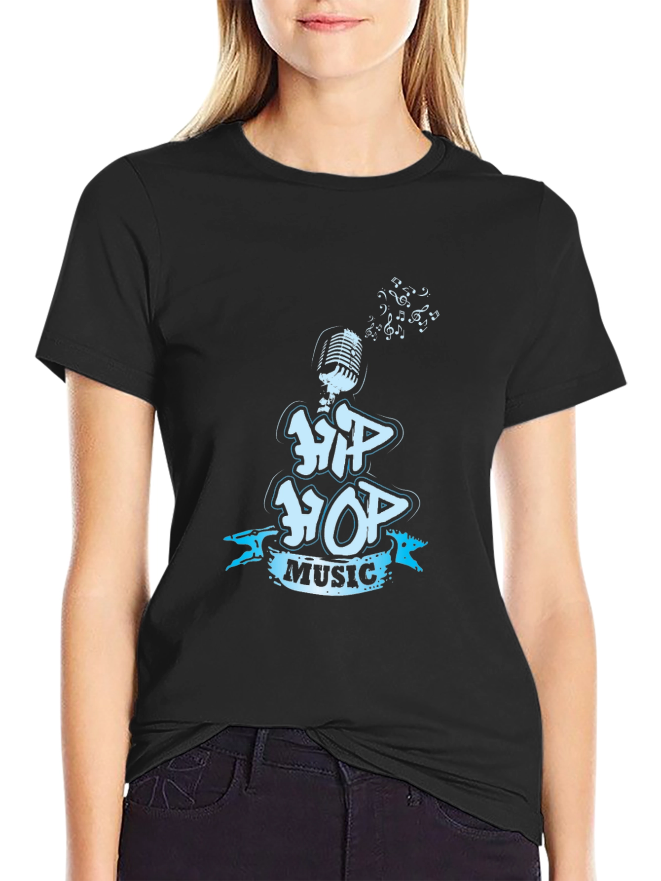 Hip Hop Music Graphic Black T-Shirt
