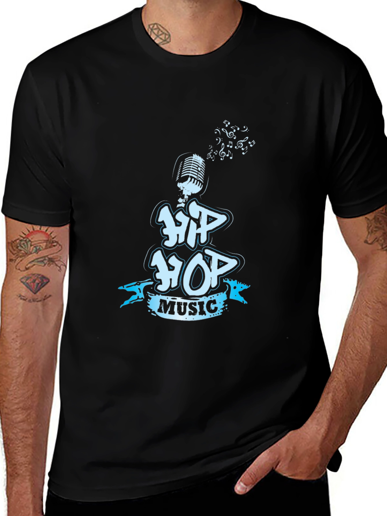 Hip Hop Music Graphic Black T-Shirt