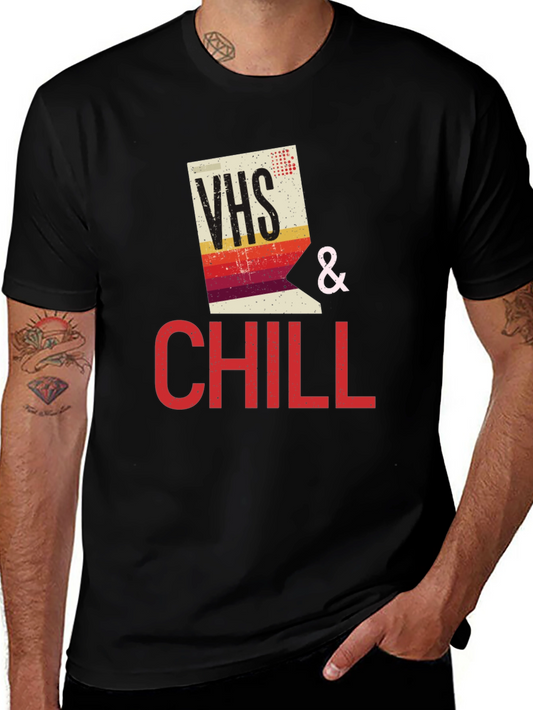 VHS & Chill Graphic T-Shirt - Retro Movie Night Tee