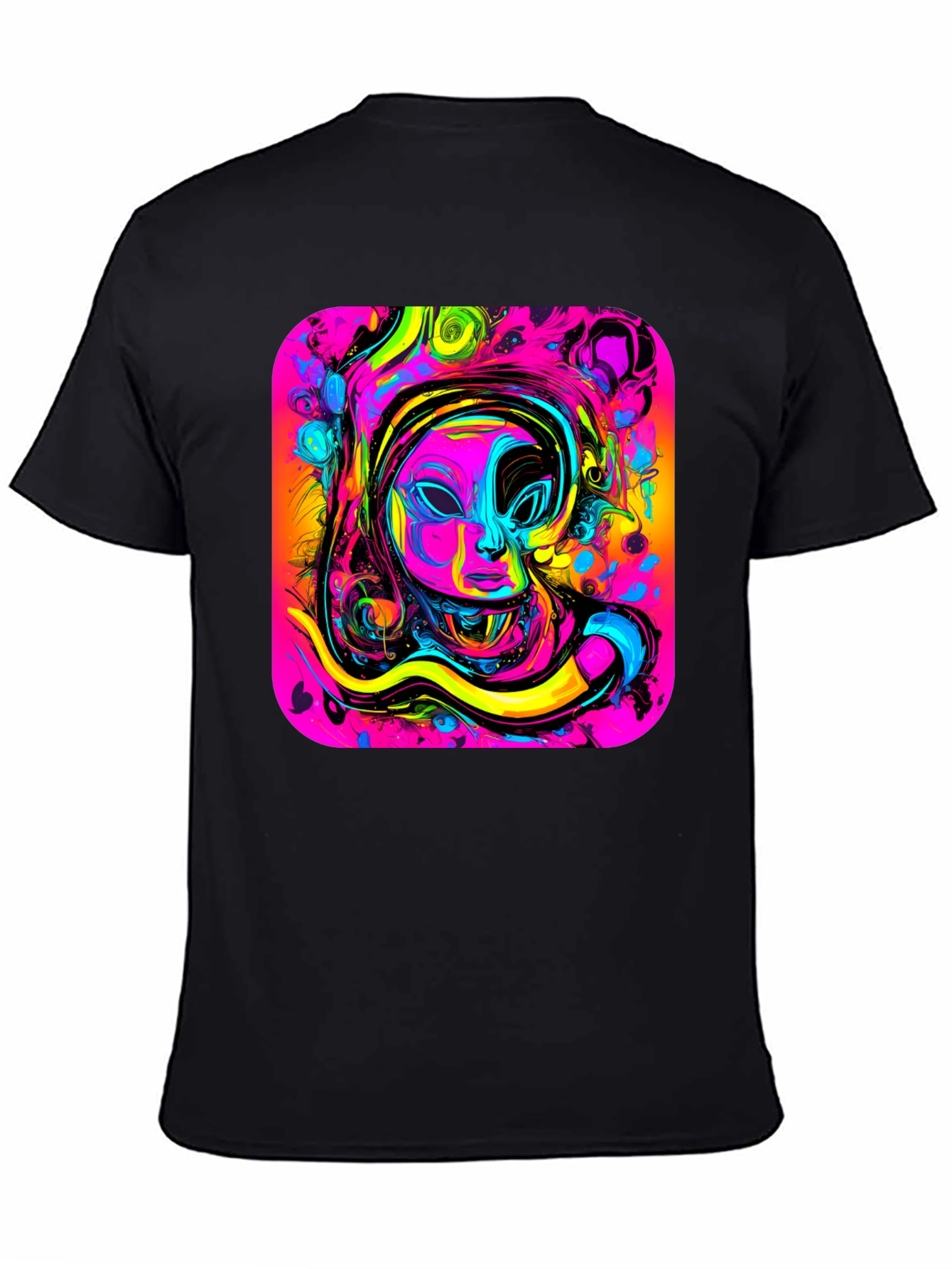 Neon Art T-Shirt - Abstract Face Design