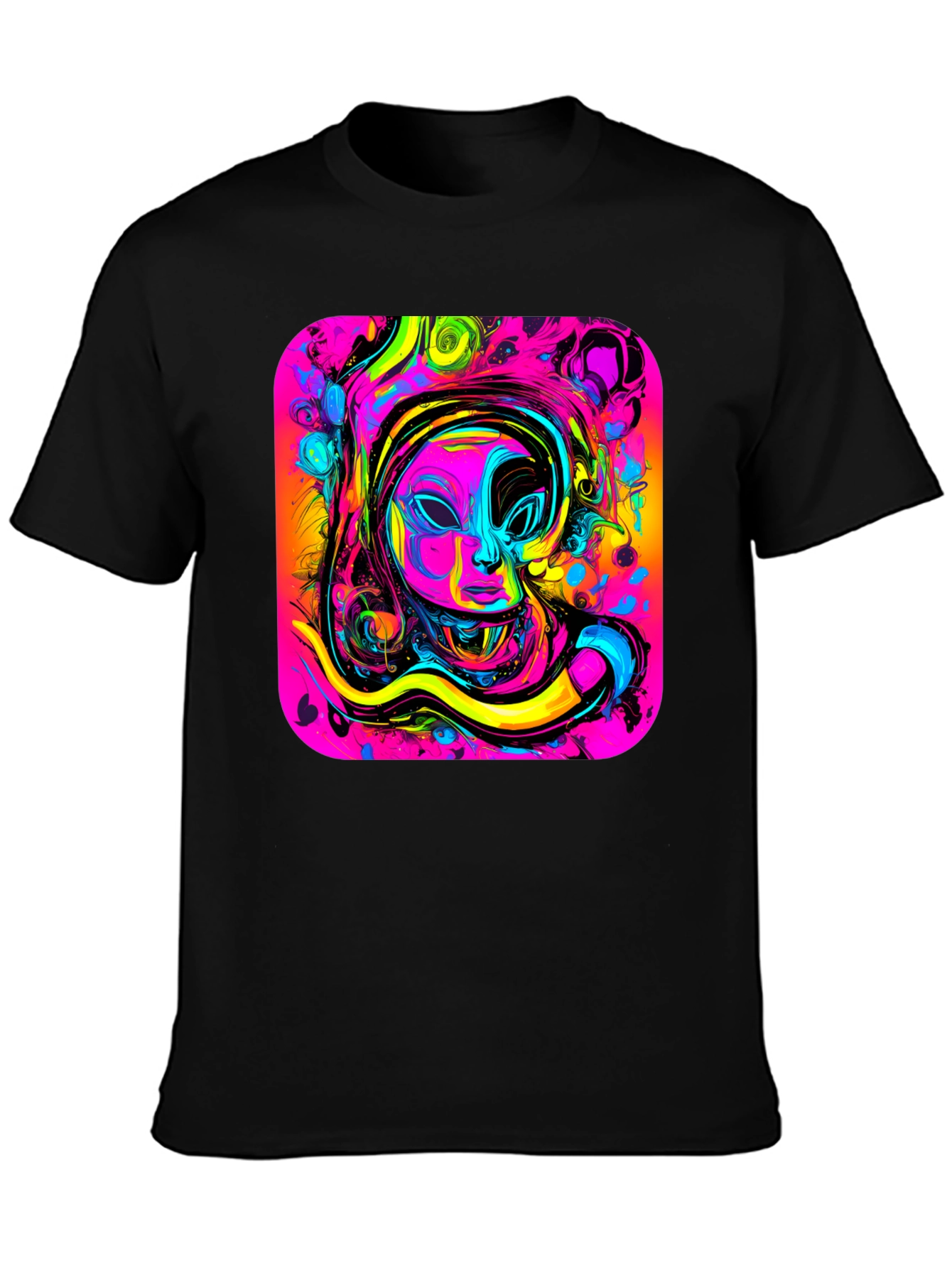 Neon Art T-Shirt - Abstract Face Design