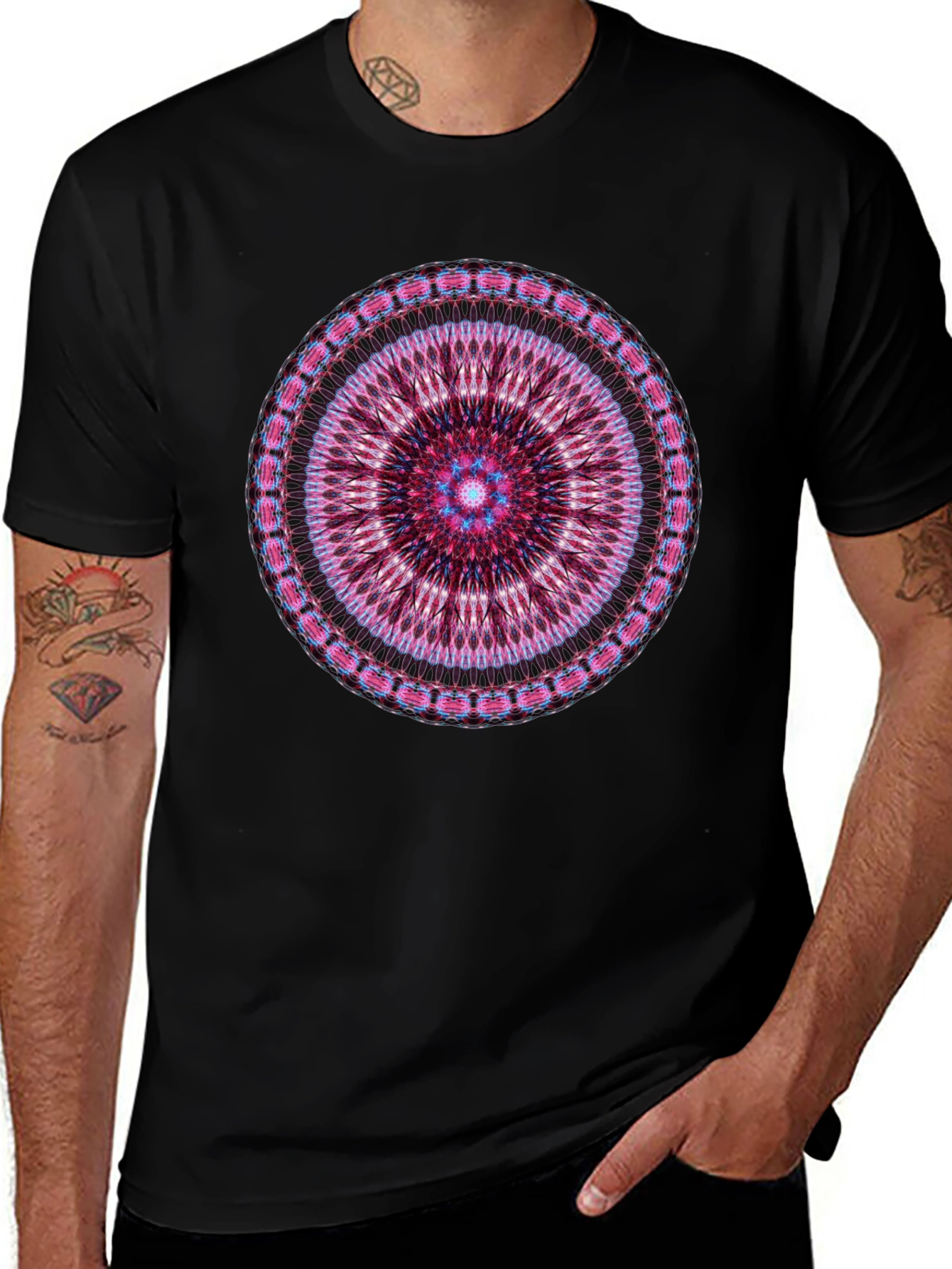 Mandala Graphic Black Crew Neck T-Shirt