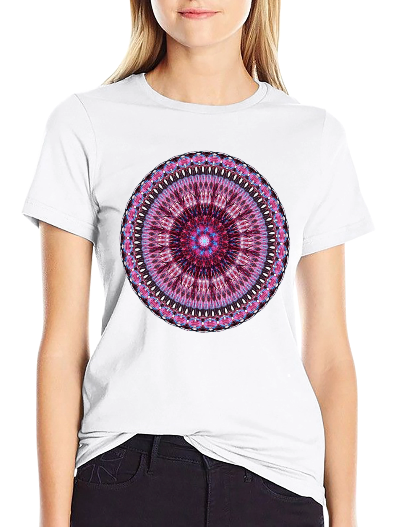 Mandala Graphic Black Crew Neck T-Shirt