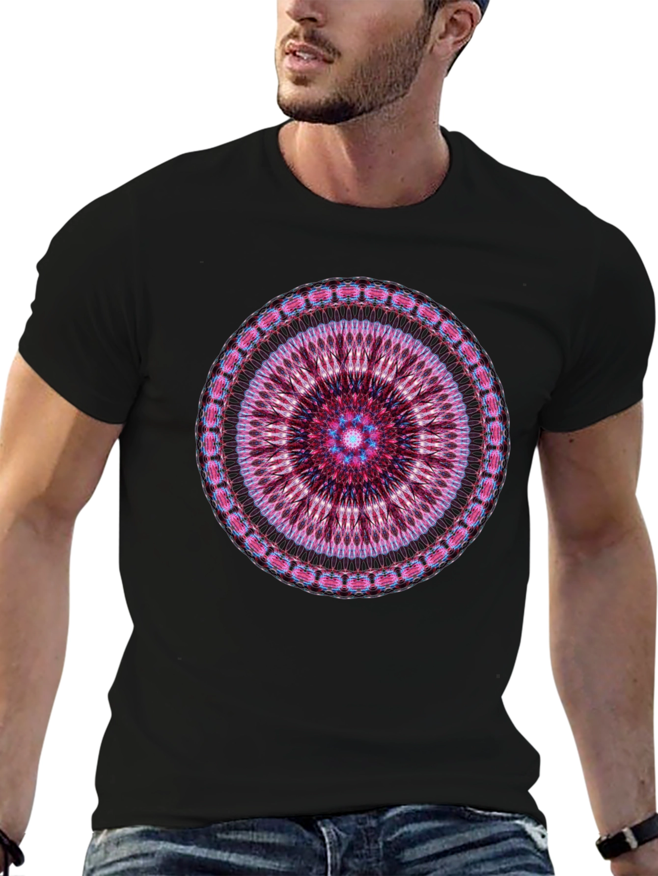 Mandala Graphic Black Crew Neck T-Shirt