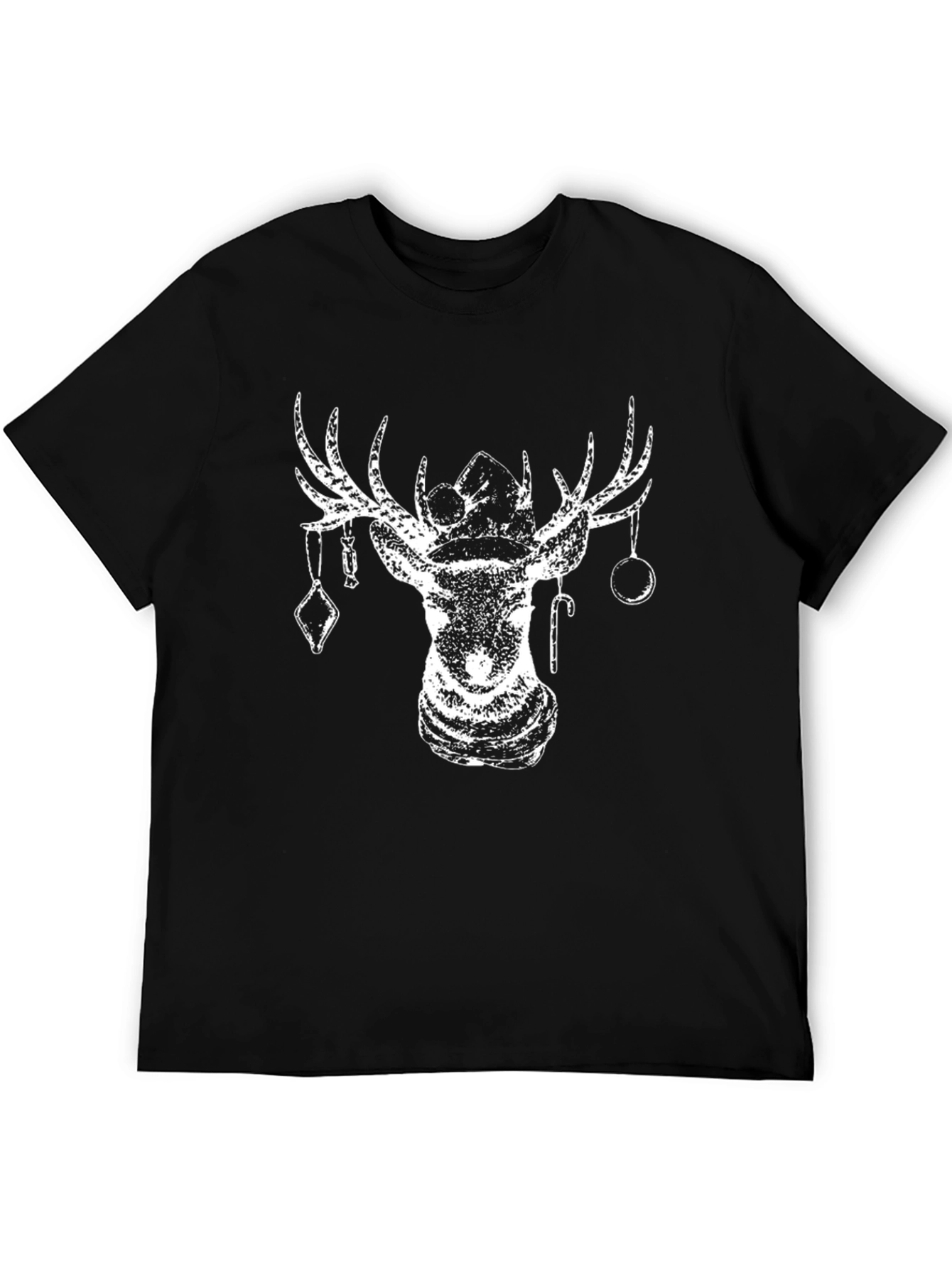 Festive Deer Graphic Tee - Holiday Season Apparel