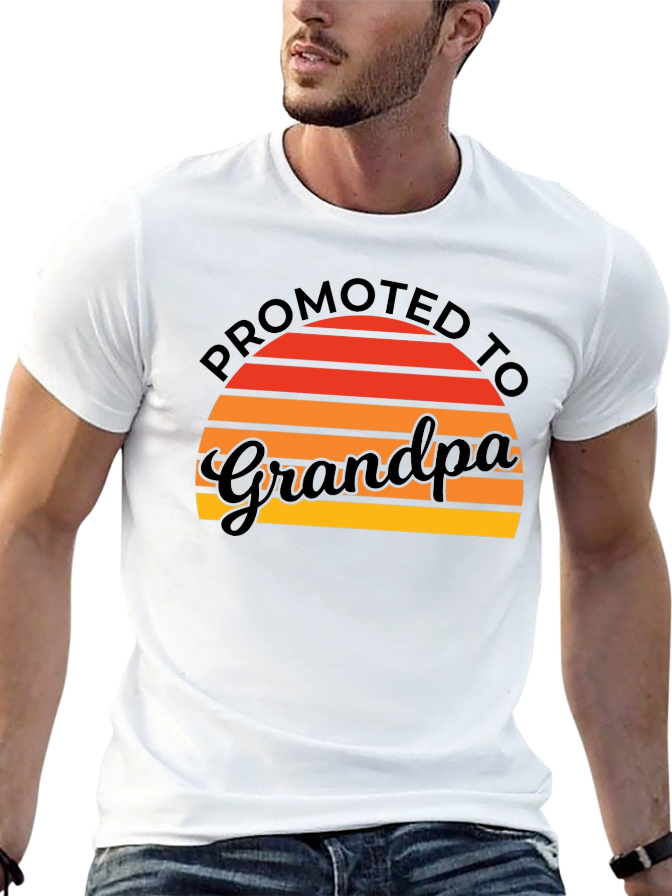 Promoted to Grandpa T-Shirt Retro Sunset