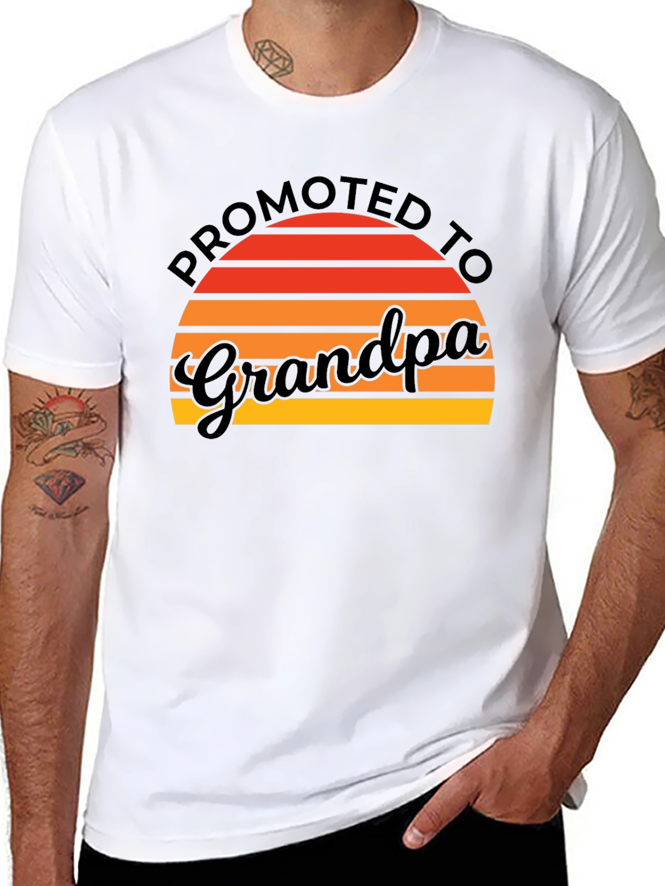Promoted to Grandpa T-Shirt Retro Sunset
