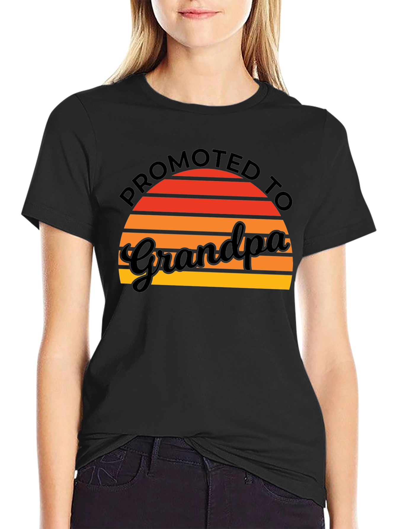 Promoted to Grandpa T-Shirt Retro Sunset