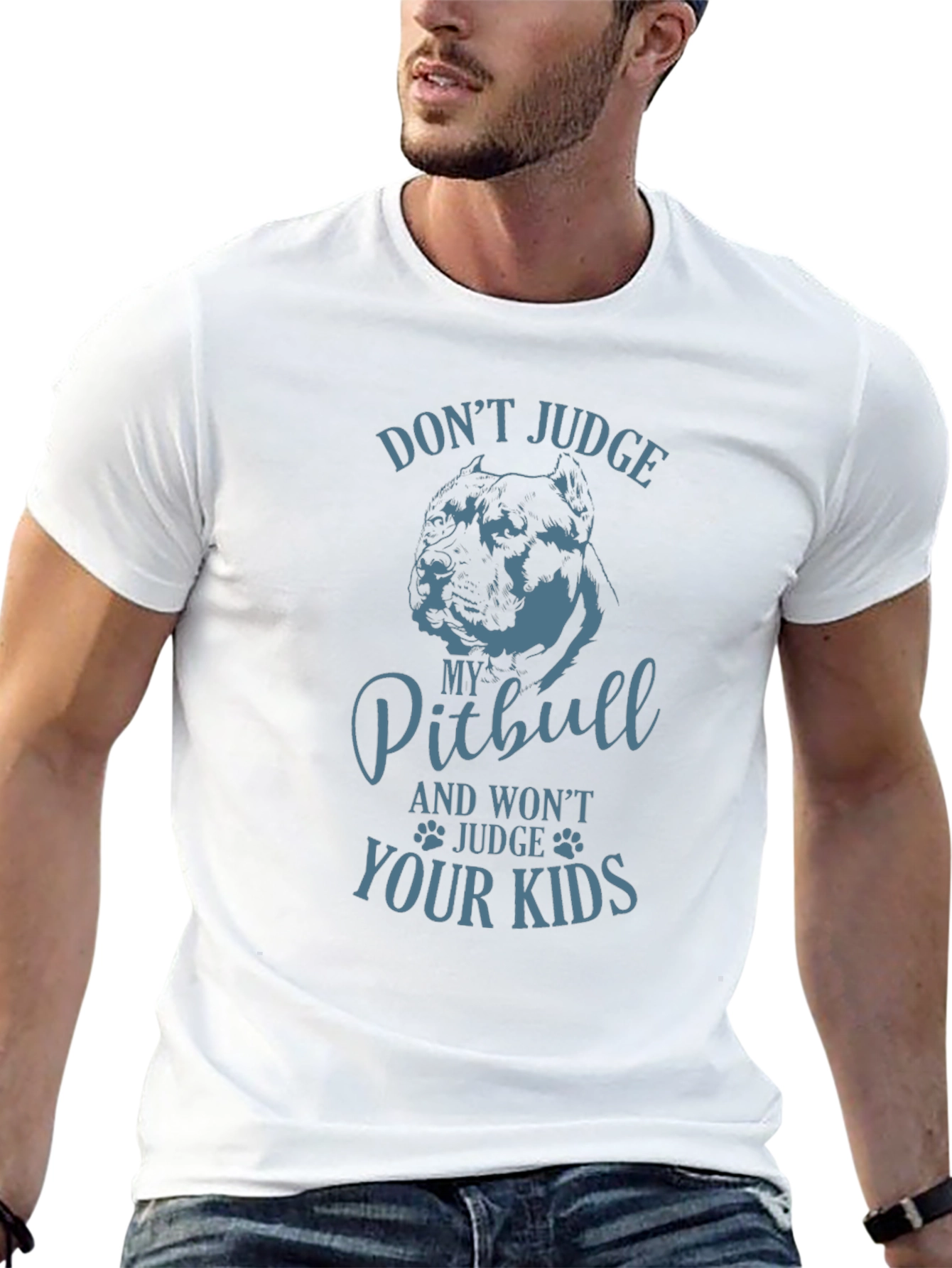 Dont Judge My Pitbull T-Shirt - Unisex Crew Neck