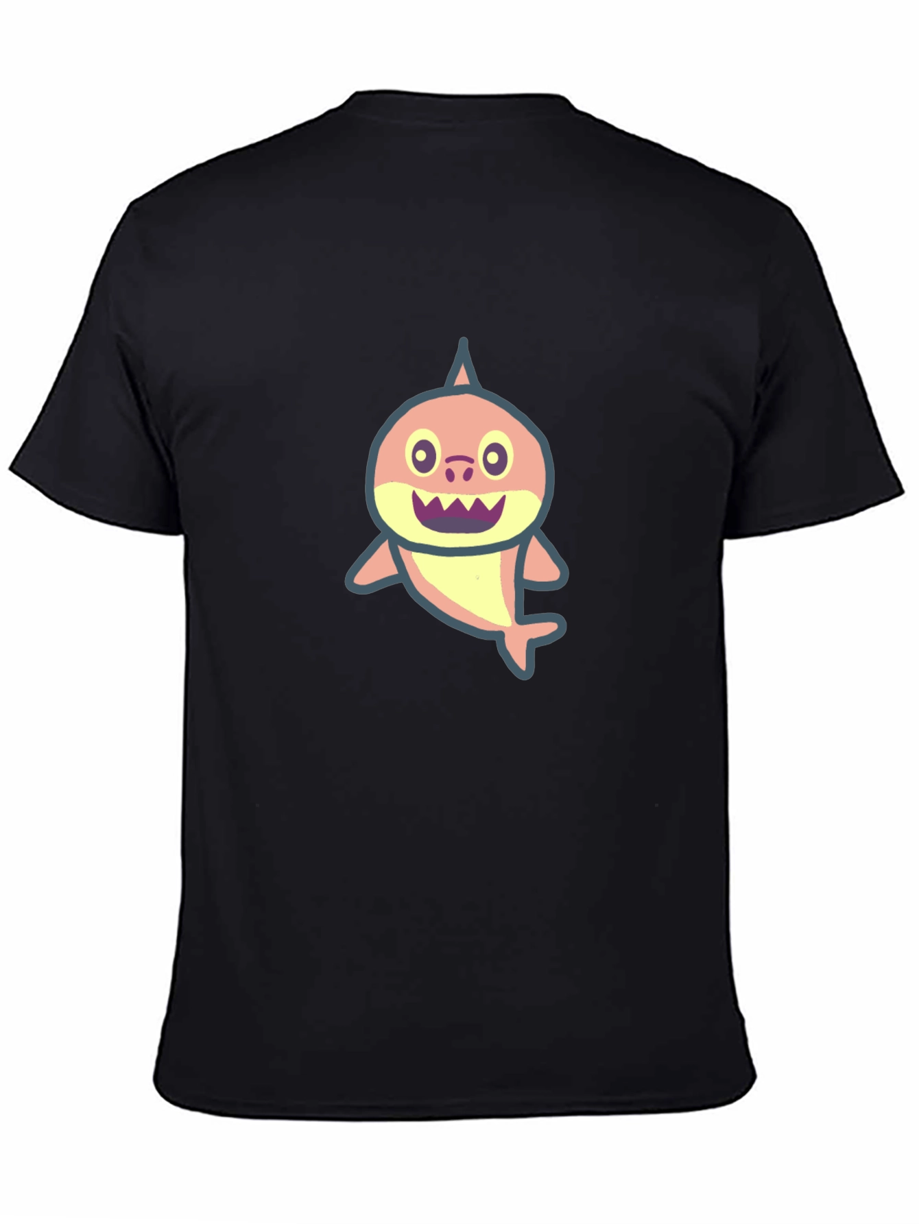 Cute Shark Graphic Black T-Shirt