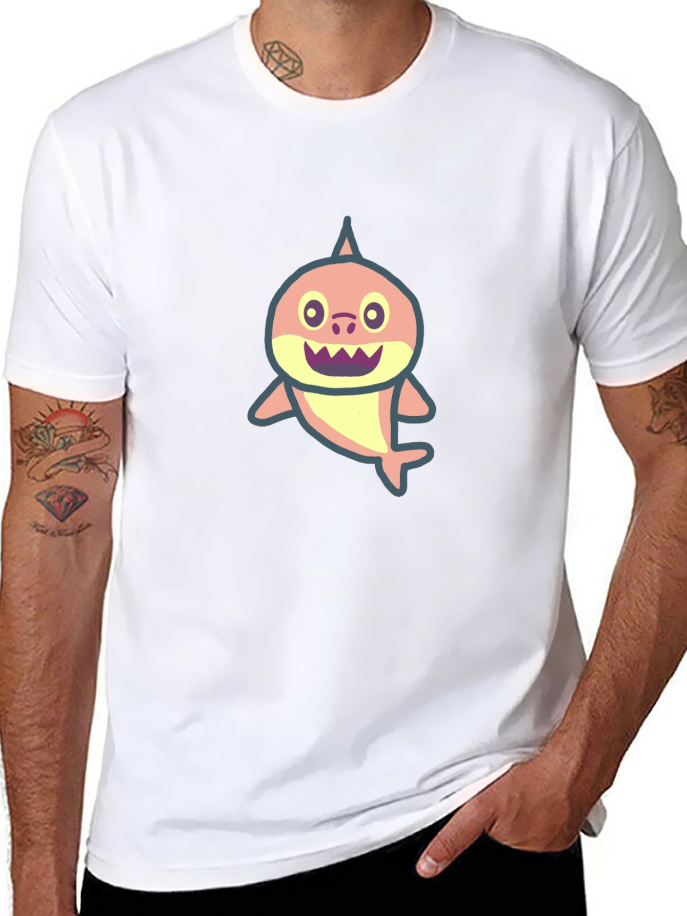 Cute Shark Graphic Black T-Shirt