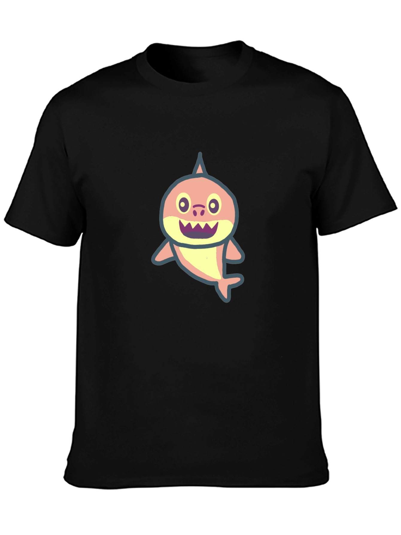Cute Shark Graphic Black T-Shirt
