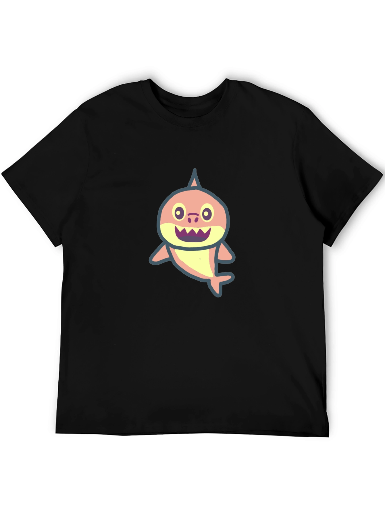 Cute Shark Graphic Black T-Shirt
