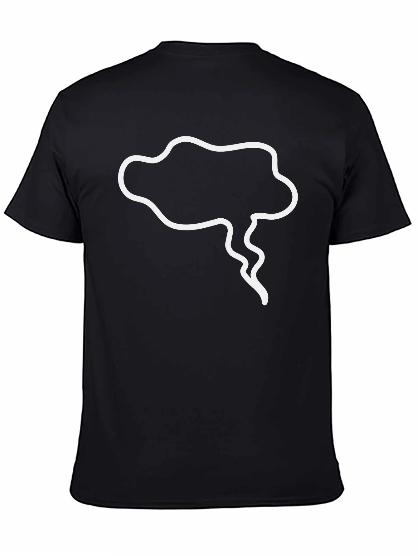 Mens Black T-Shirt with White Cartoon Cloud Design