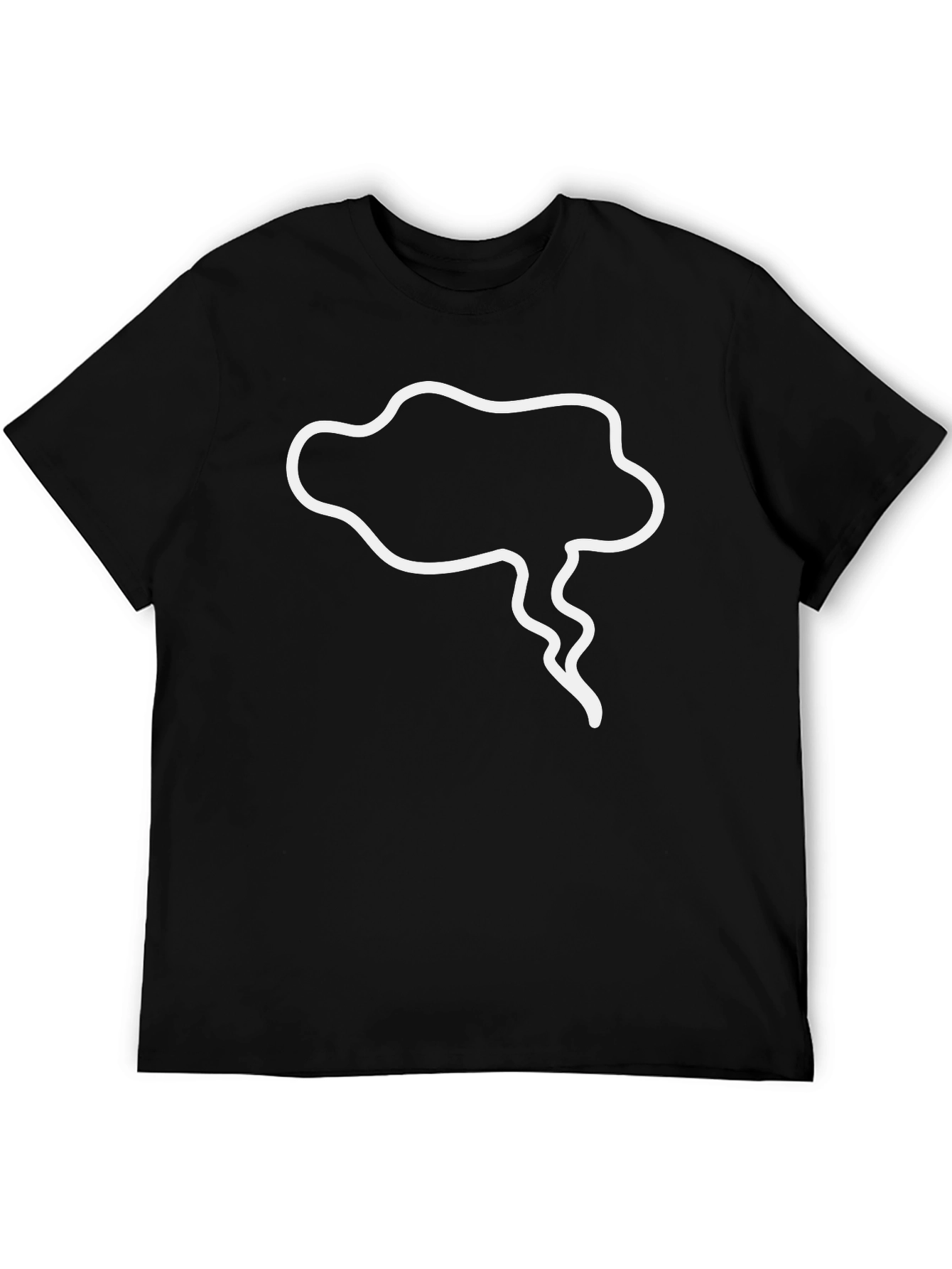 Mens Black T-Shirt with White Cartoon Cloud Design