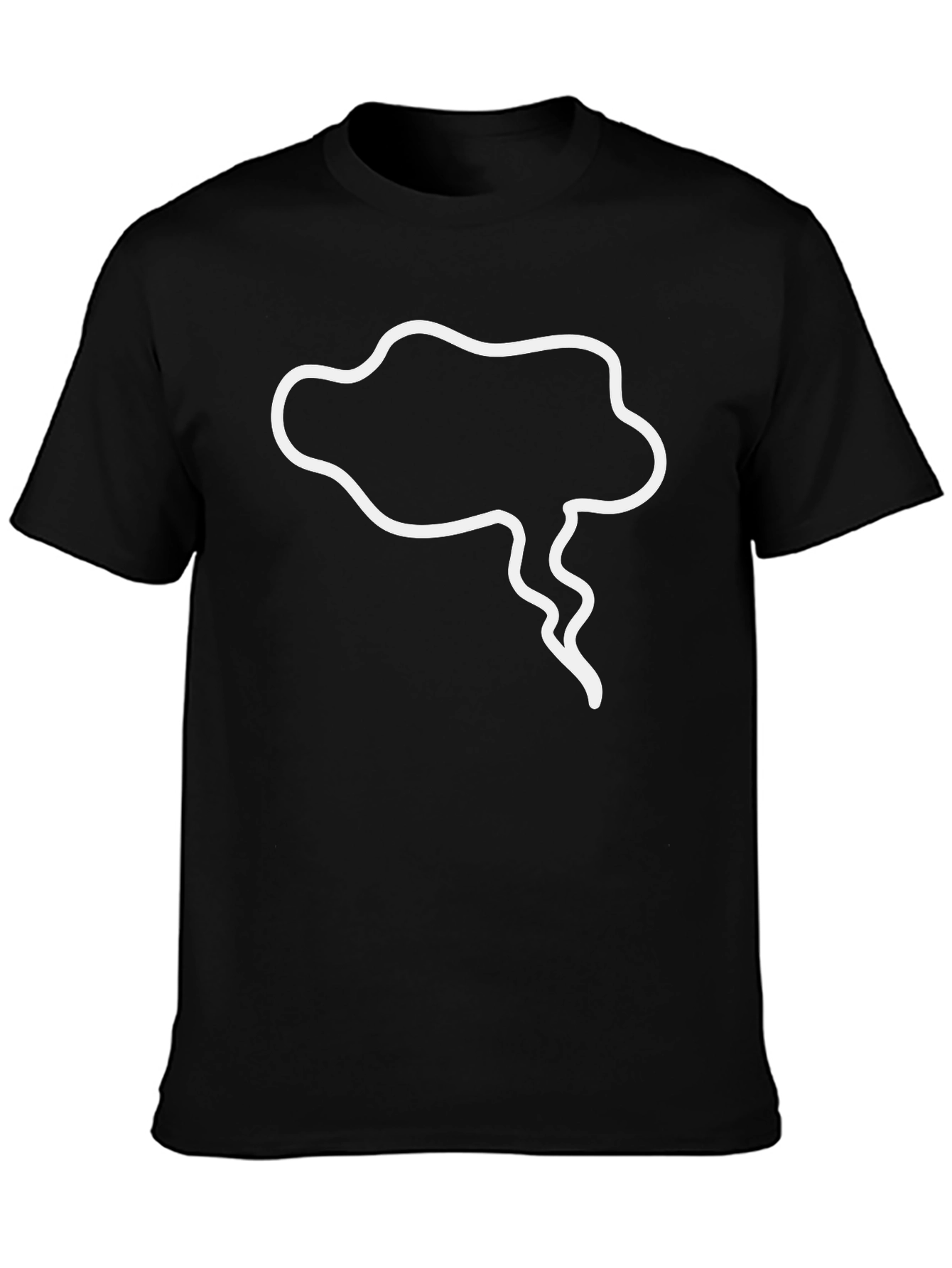 Mens Black T-Shirt with White Cartoon Cloud Design