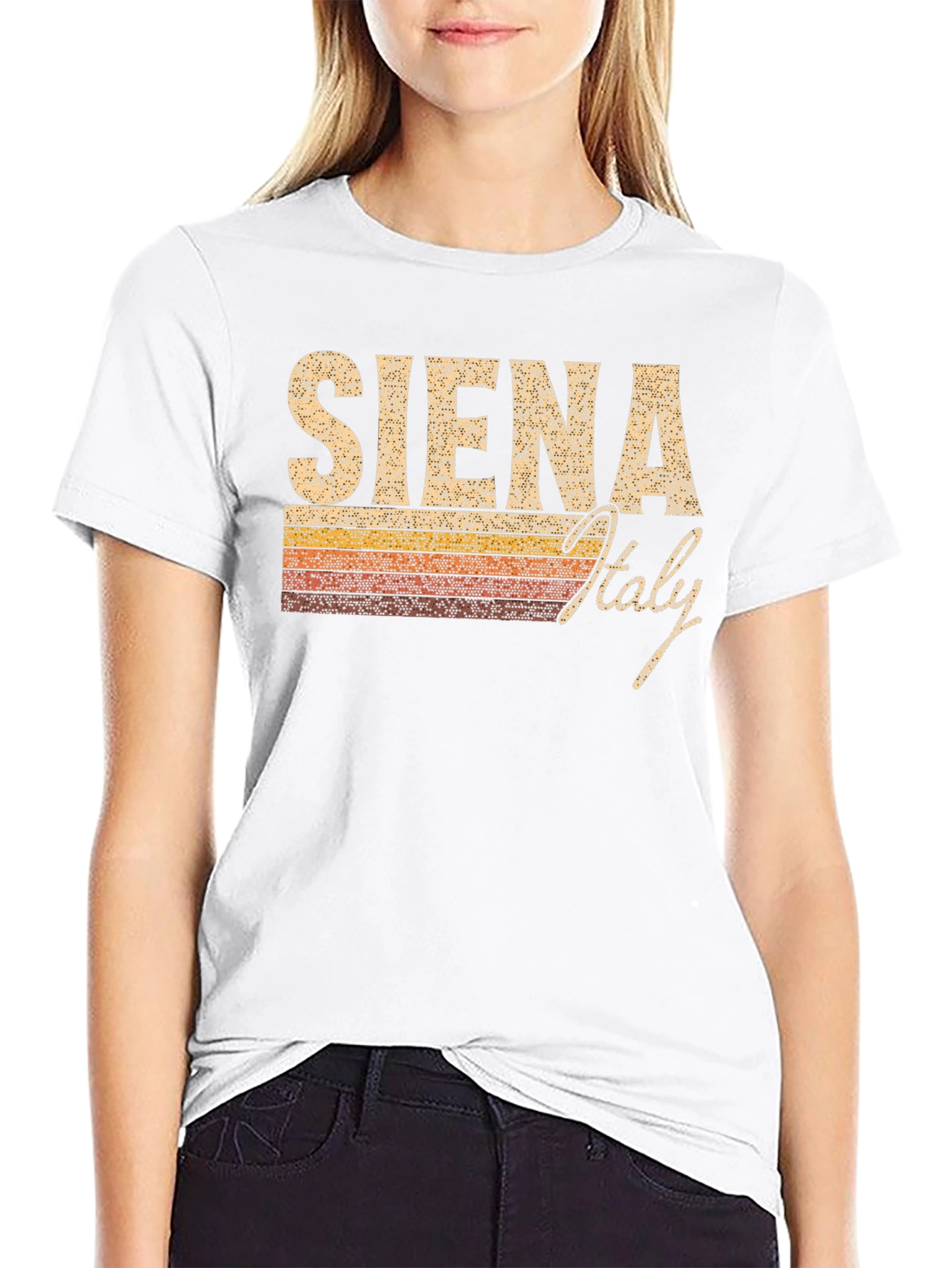 Siena Italy Retro Style Black T-Shirt