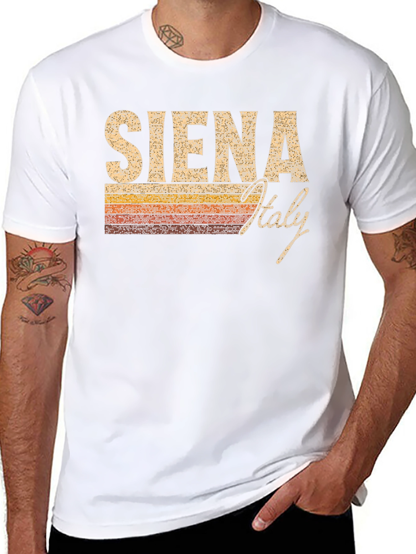 Siena Italy Retro Style Black T-Shirt