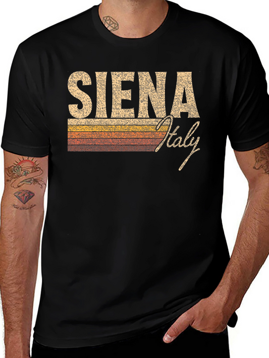 Siena Italy Retro Style Black T-Shirt