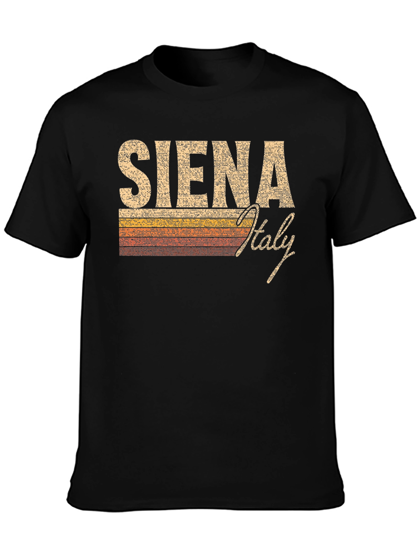 Siena Italy Retro Style Black T-Shirt