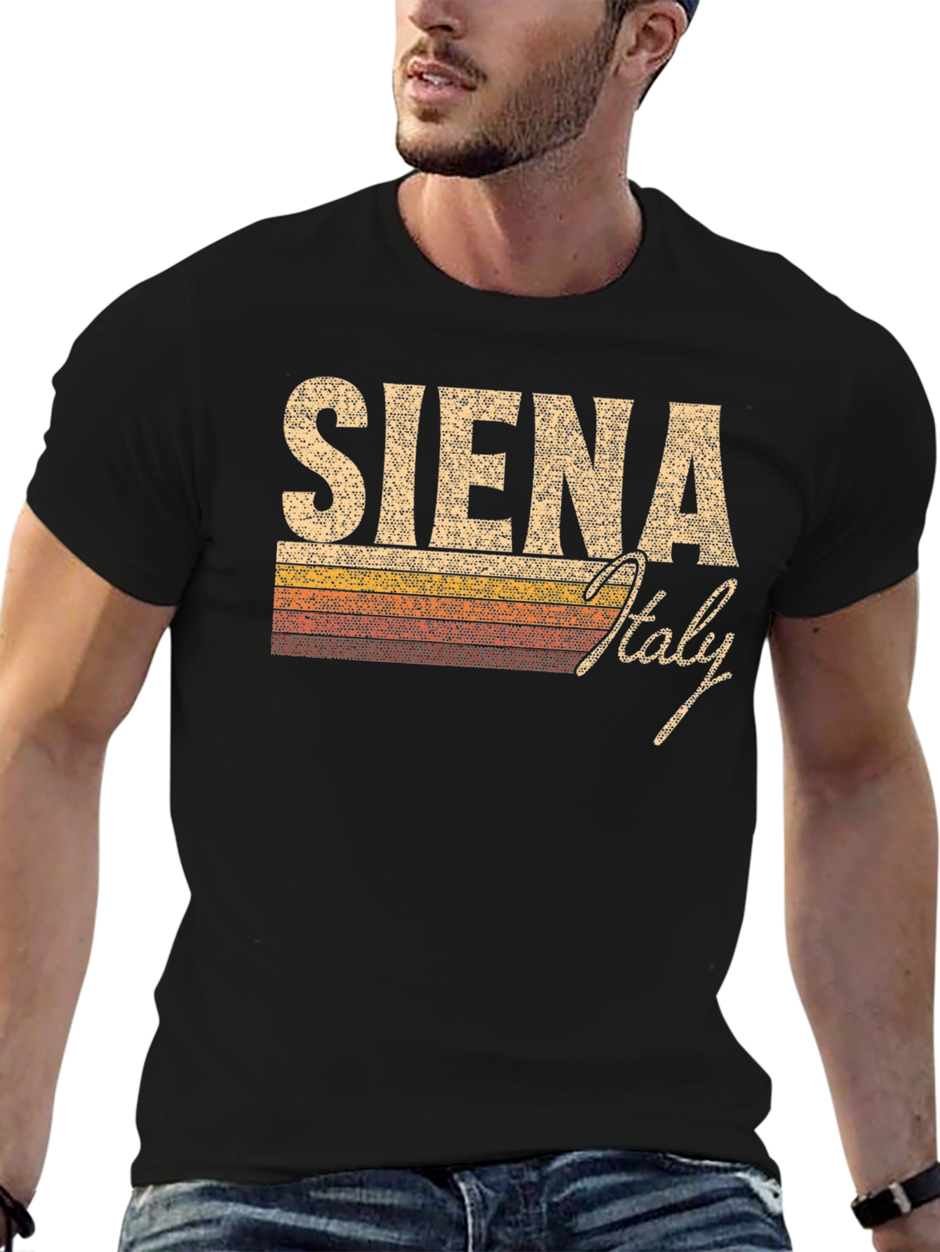 Siena Italy Retro Style Black T-Shirt