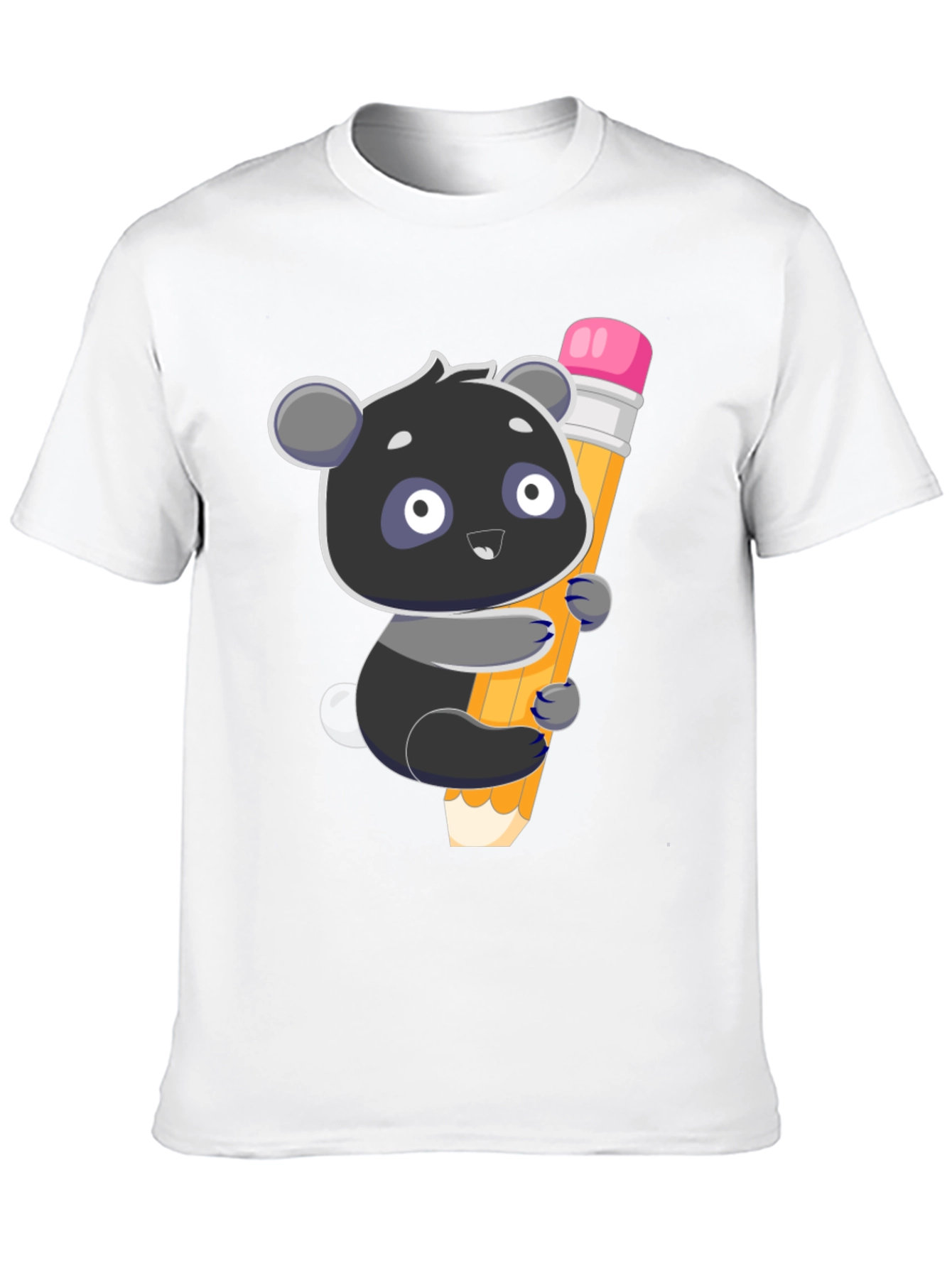 Cute Panda Holding Pencil Graphic T-Shirt