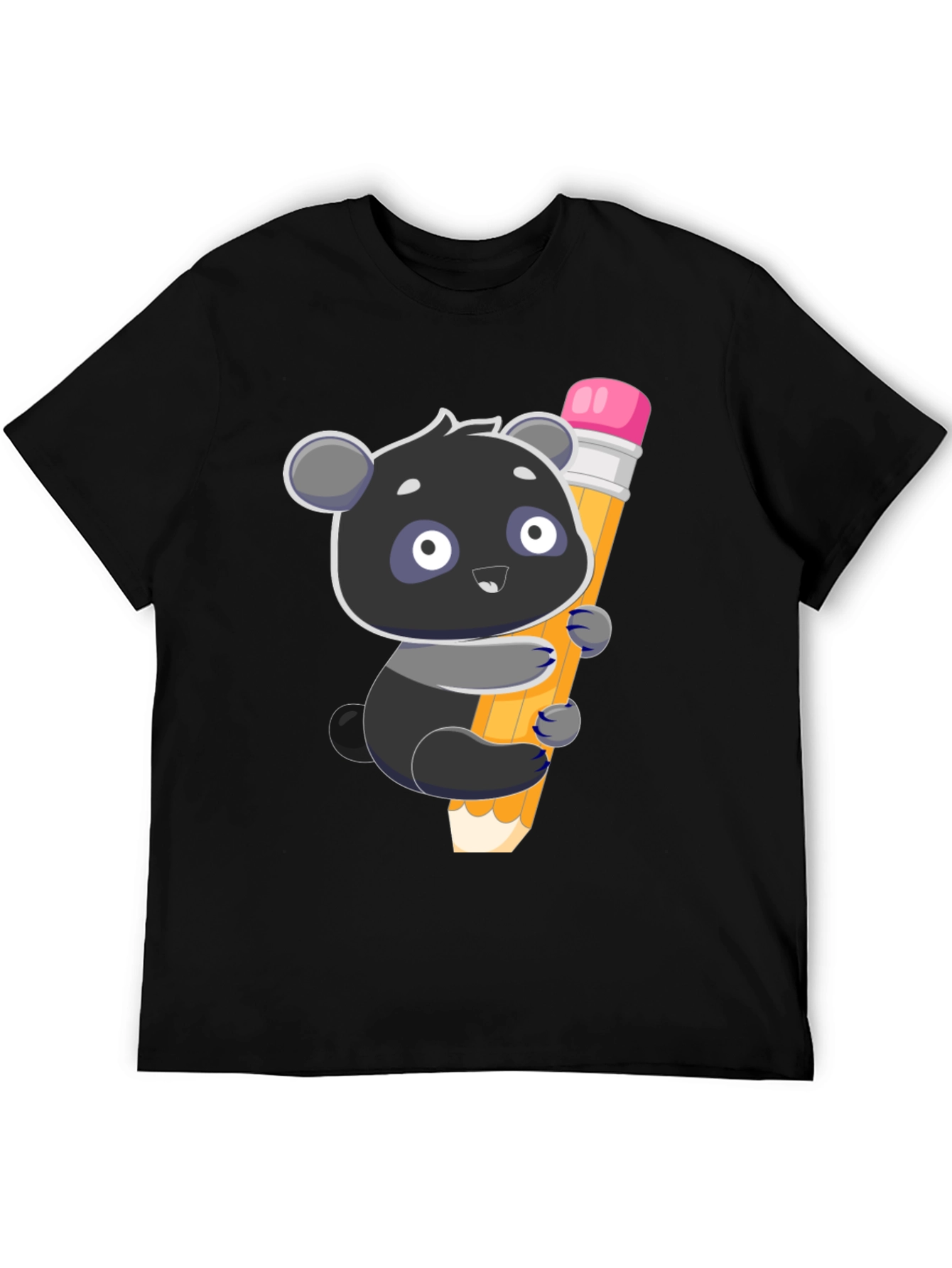 Cute Panda Holding Pencil Graphic T-Shirt