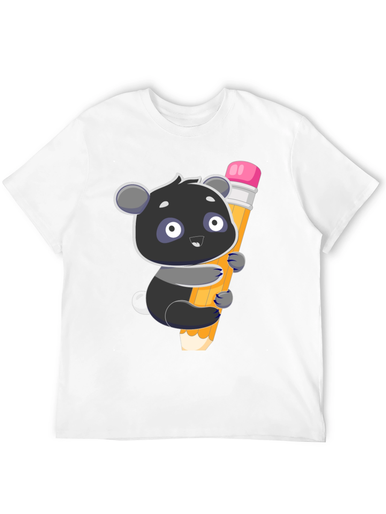 Cute Panda Holding Pencil Graphic T-Shirt