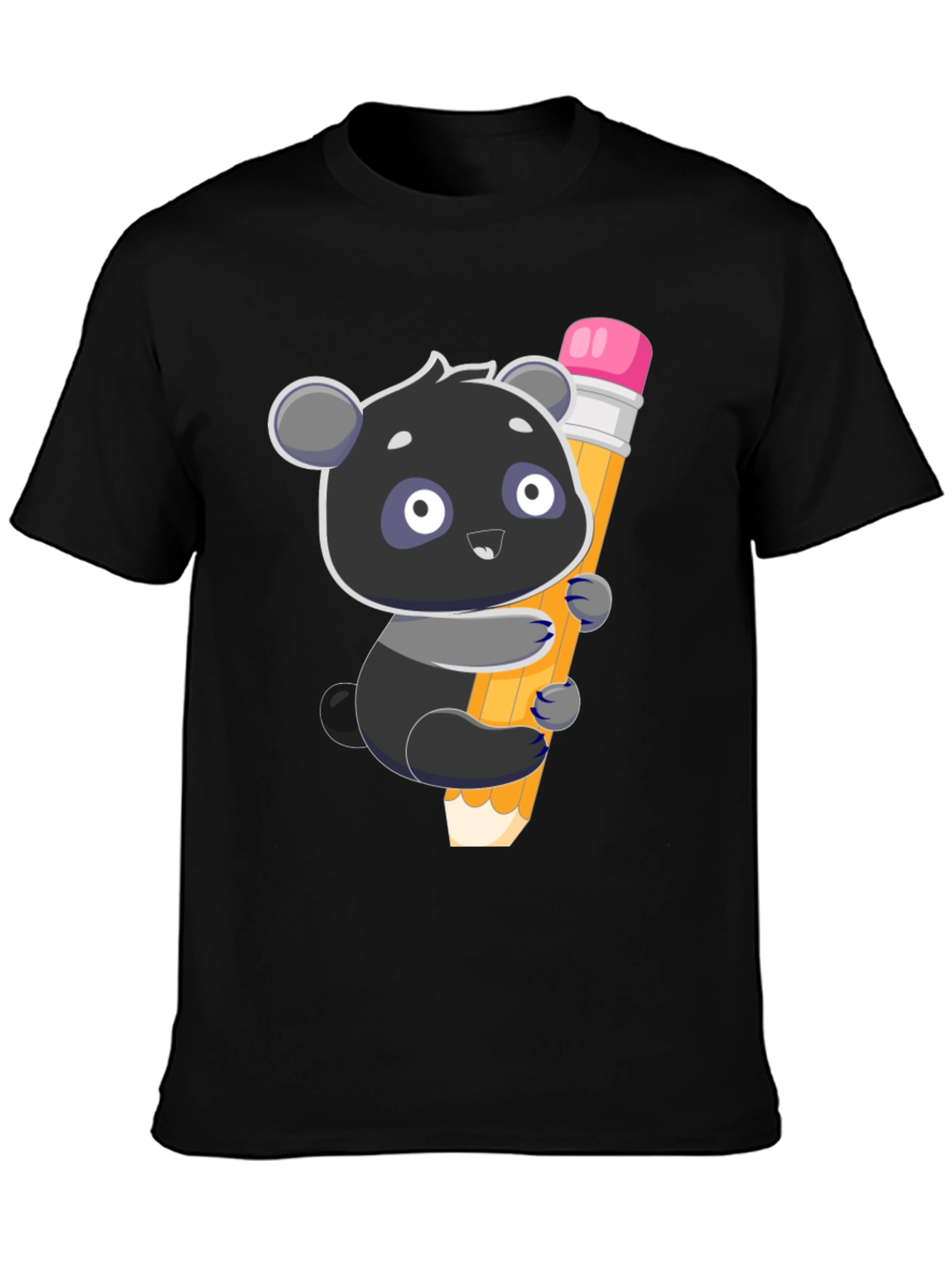 Cute Panda Holding Pencil Graphic T-Shirt