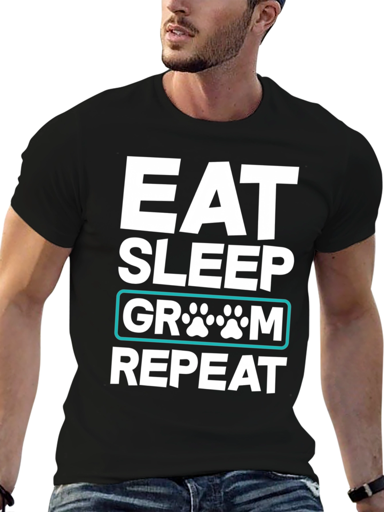 Eat Sleep Groom Repeat Dog Paw T-Shirt